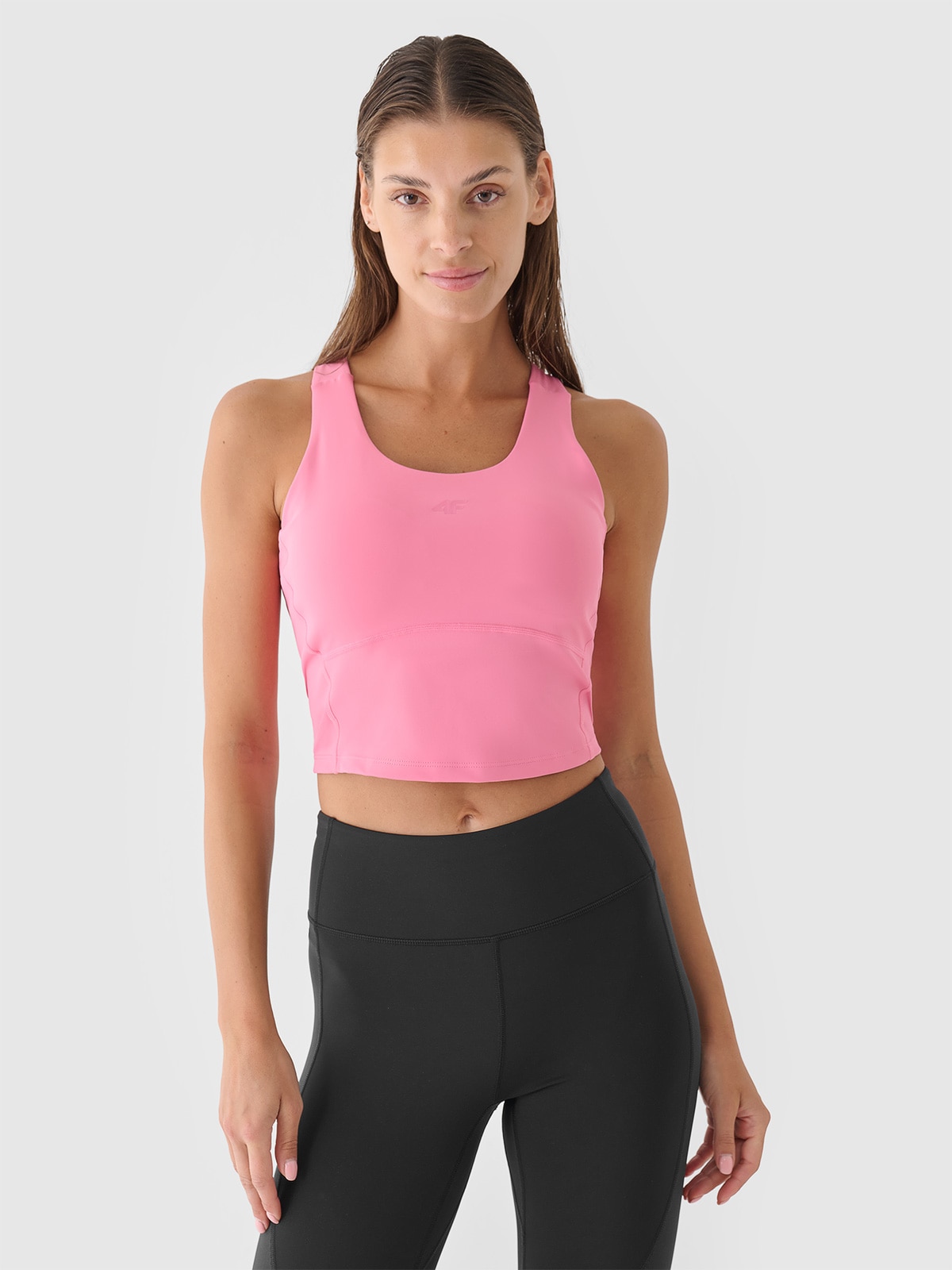 Crop-top de antrenament cu uscare rapidă pentru femei - roz