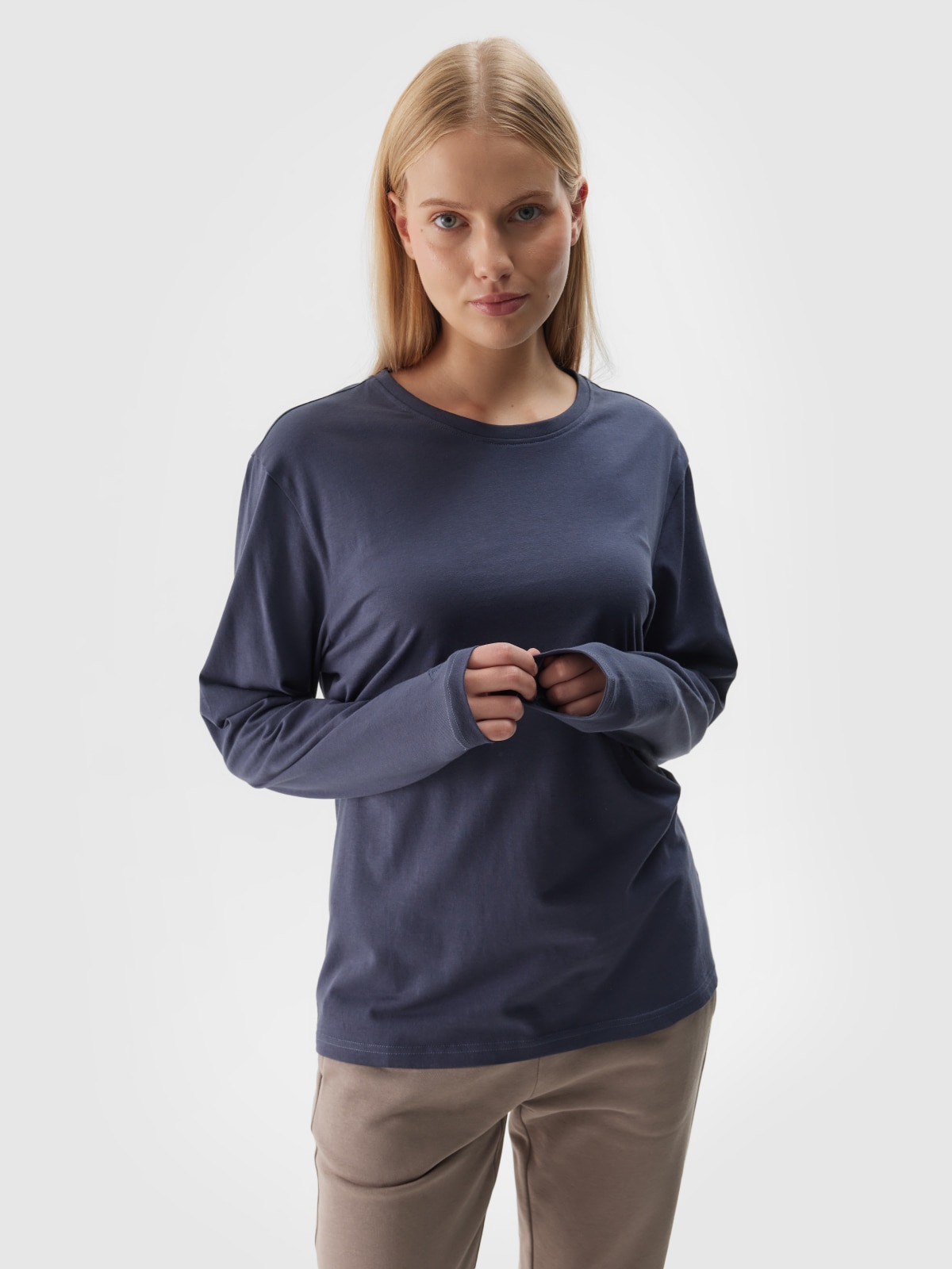 Tricou oversize cu mânecă lungă unisex - bleumarin