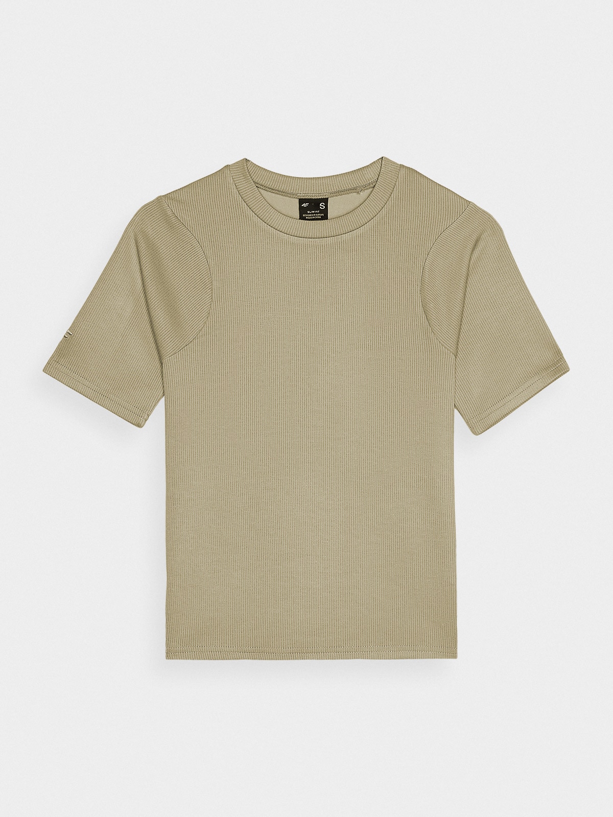 Dámské hladké tričko slim crop-top - khaki