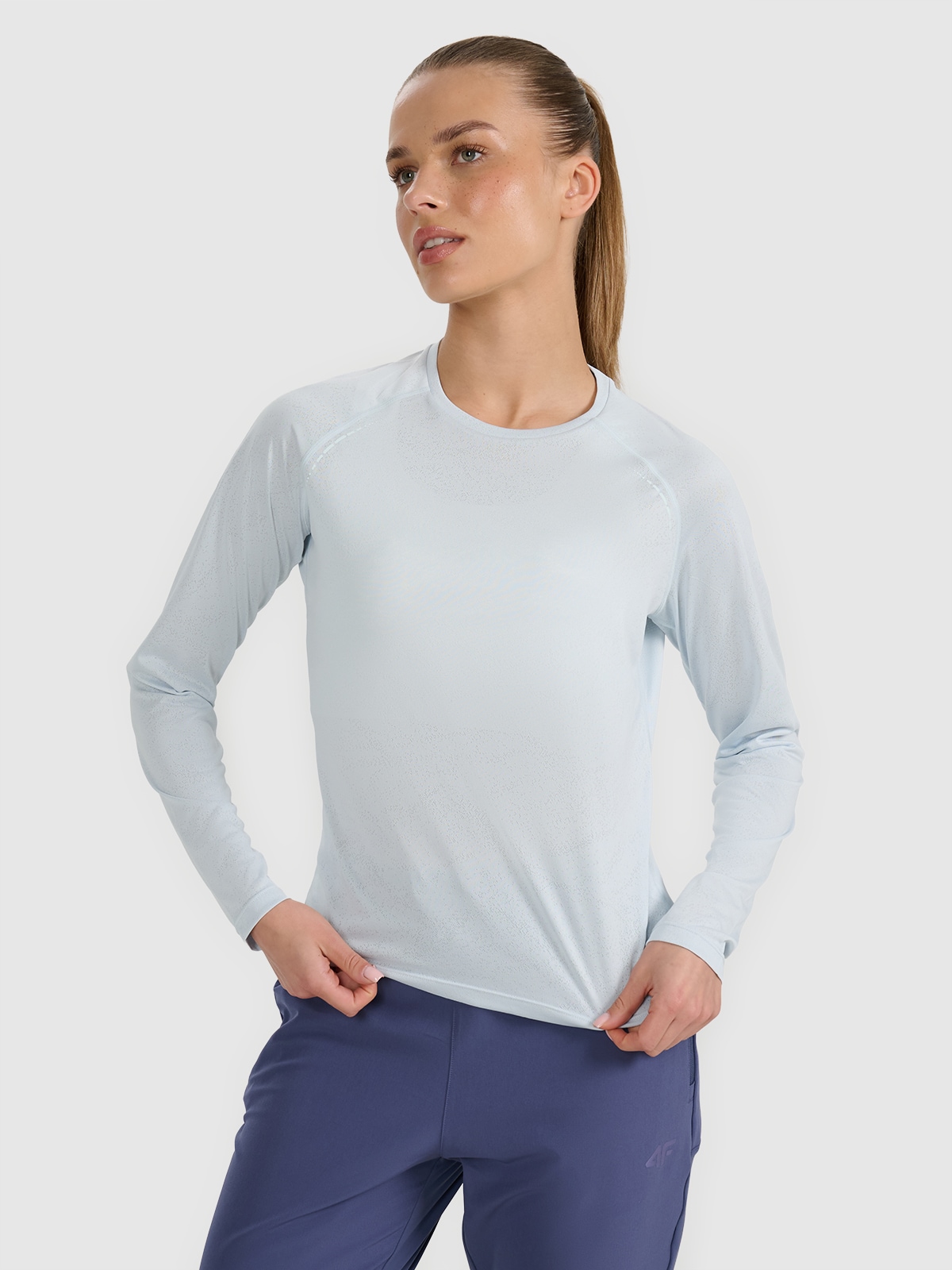 4F Tricou cu mânecă lungă de alergare pe teren cu uscare rapidă pentru femei - albastru