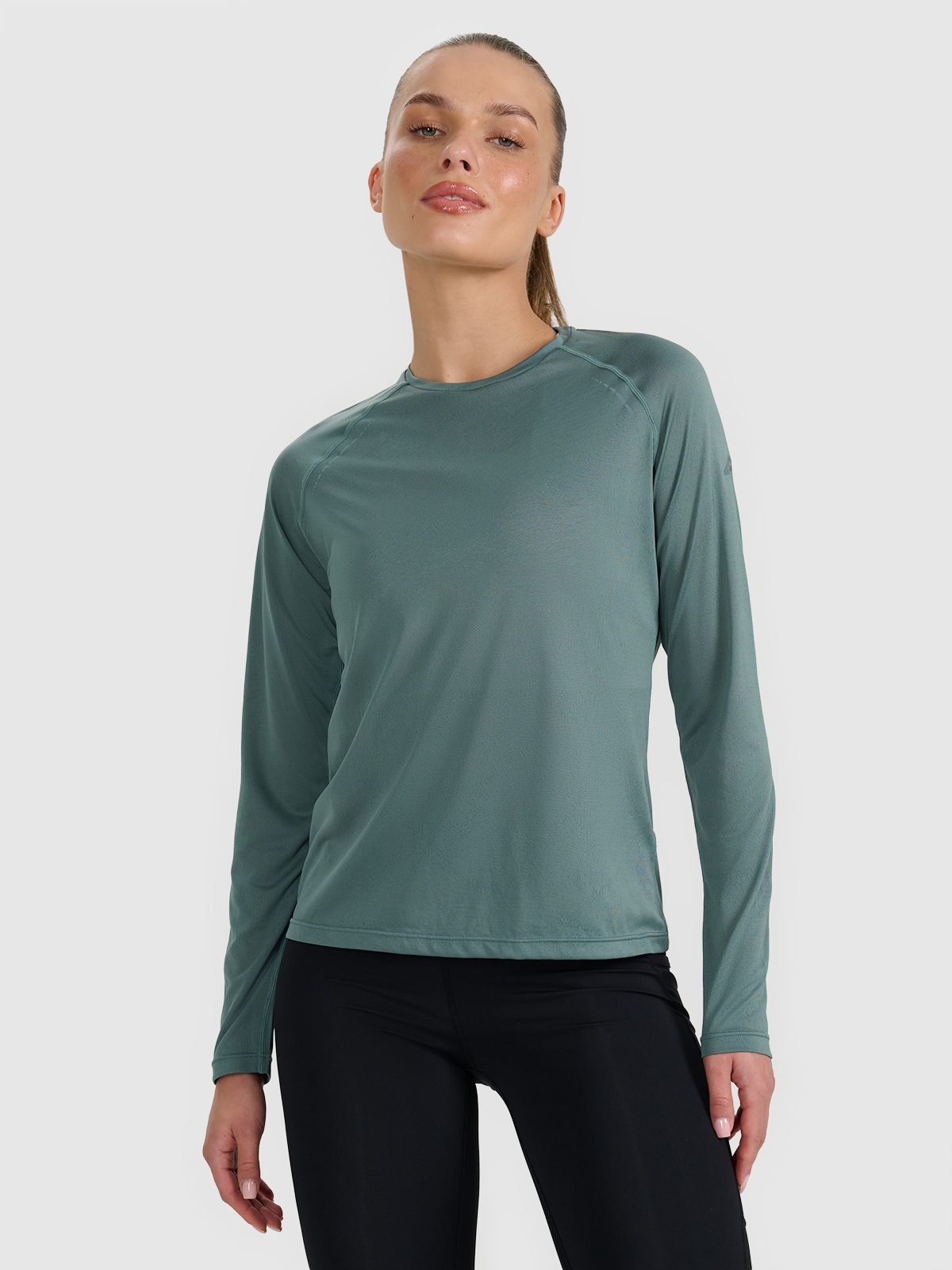 4F Tricou cu mânecă lungă de alergare pe teren cu uscare rapidă pentru femei - turcoaz