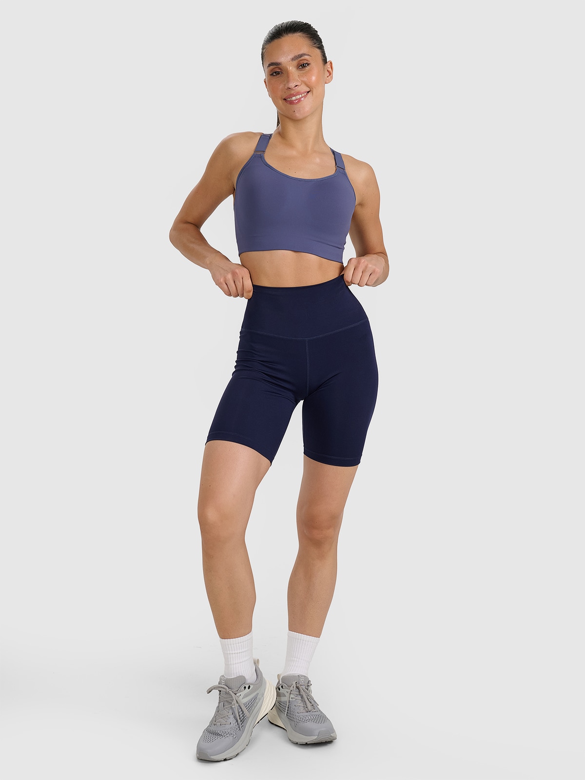 4F Legginsy kolarki treningowe damskie - granatowe