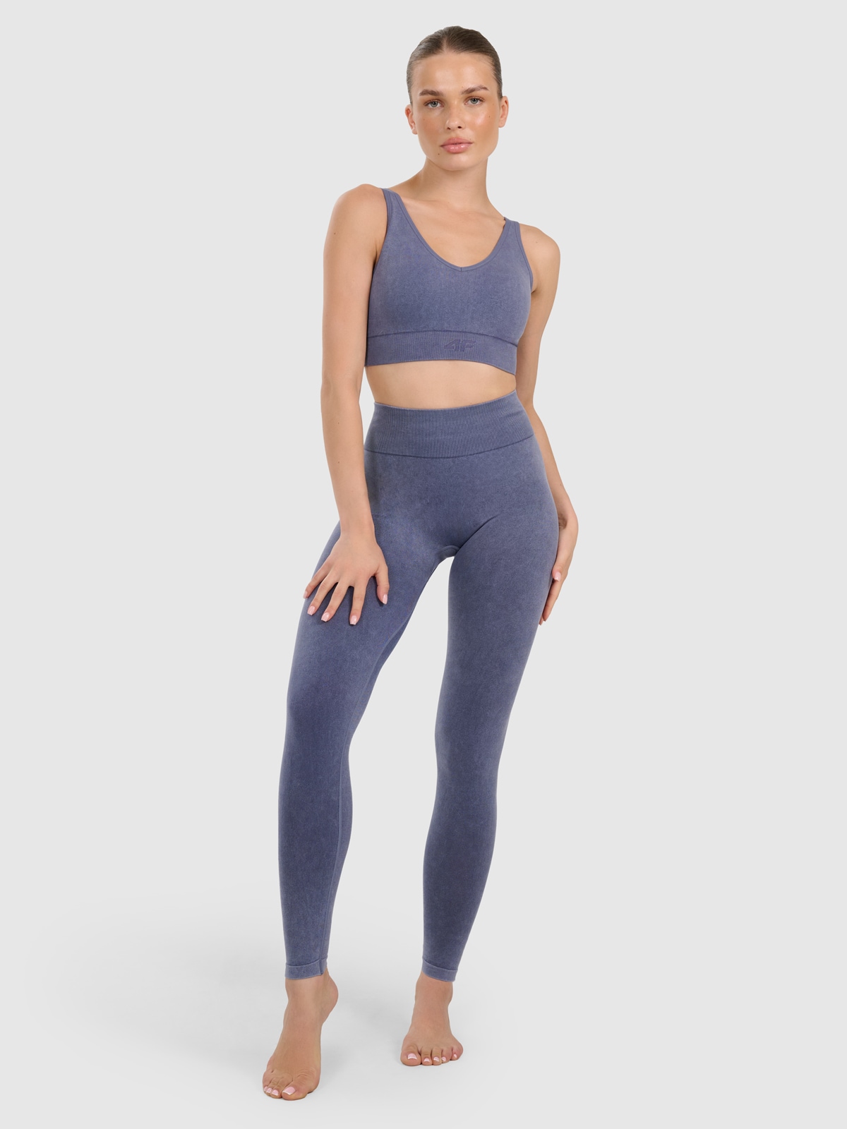 4F Legginsy do jogi i pilatesu bezszwowe damskie - granatowe