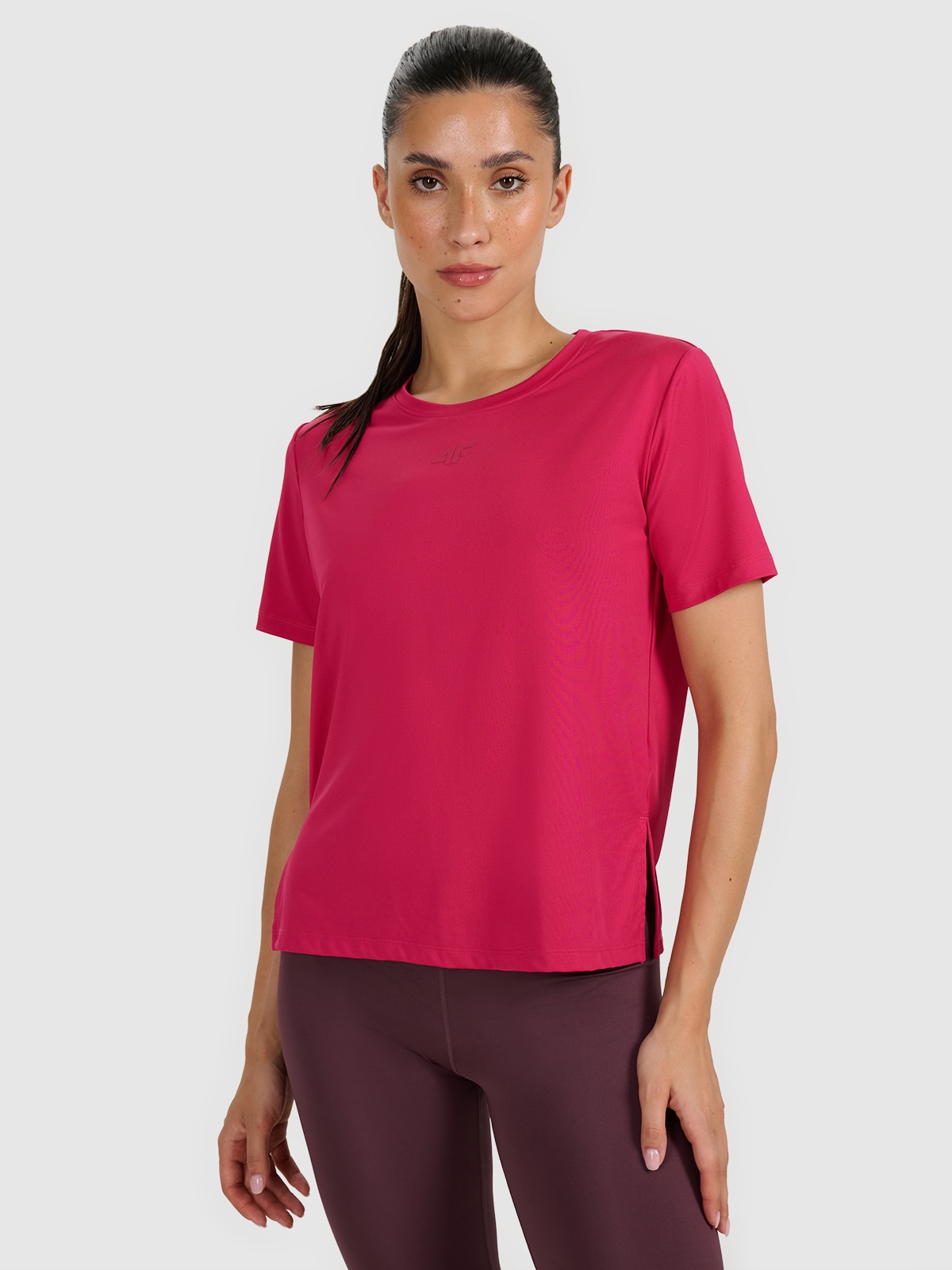 4F Tricou de antrenament regular cu uscare rapidă pentru femei - roz