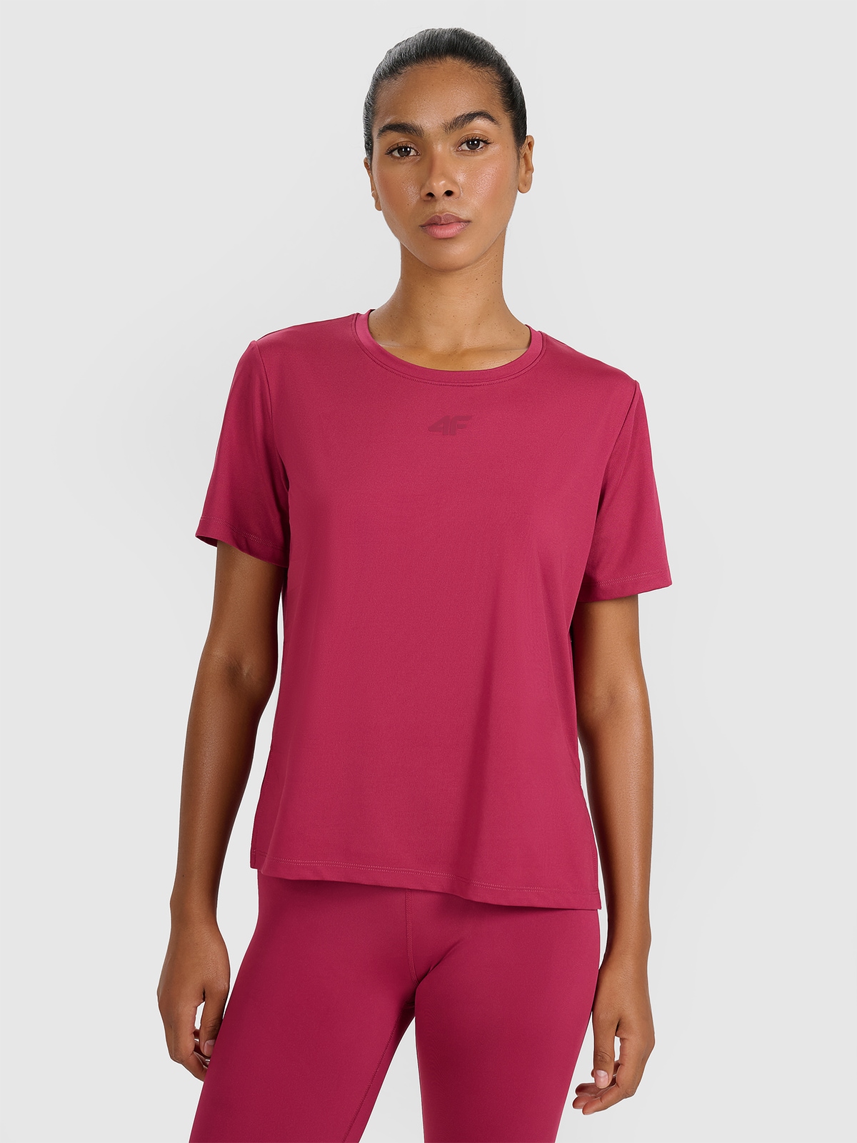 Tricou de antrenament regular cu uscare rapidă pentru femei - roșu