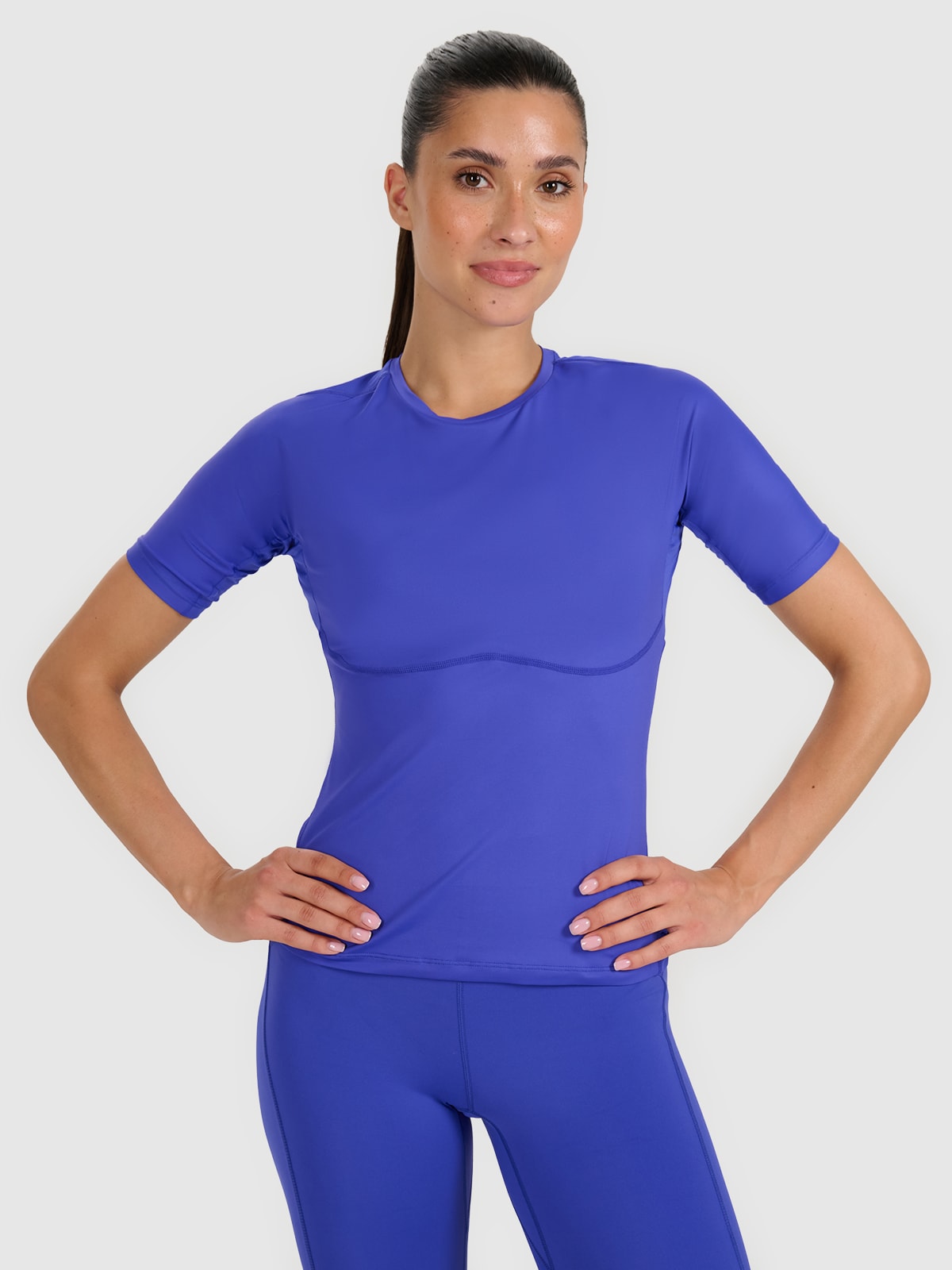 4F Tricou de antrenament slim cu uscare rapidă pentru femei - albastru