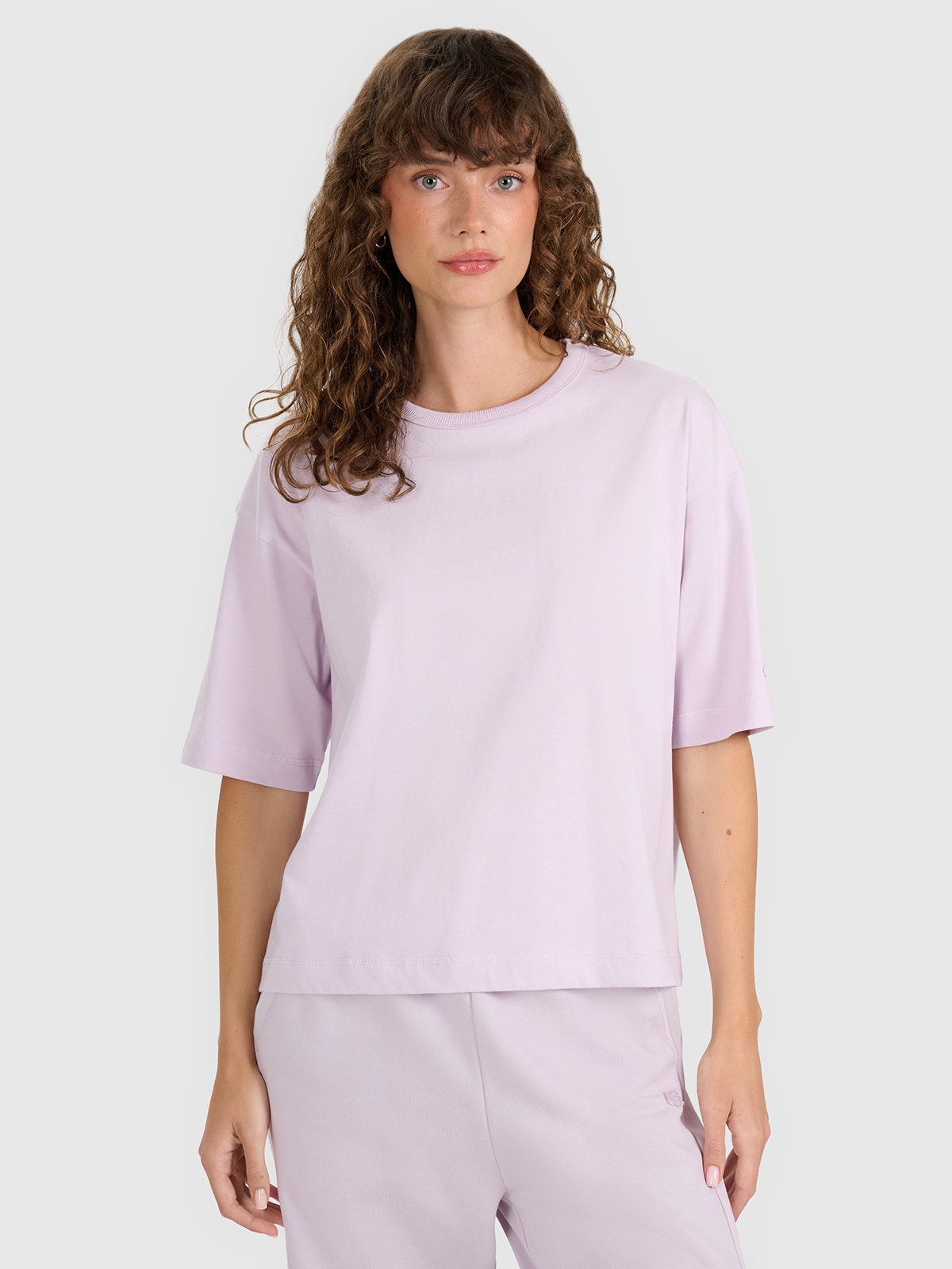 4F Tricou oversize unicolor pentru femei - mov