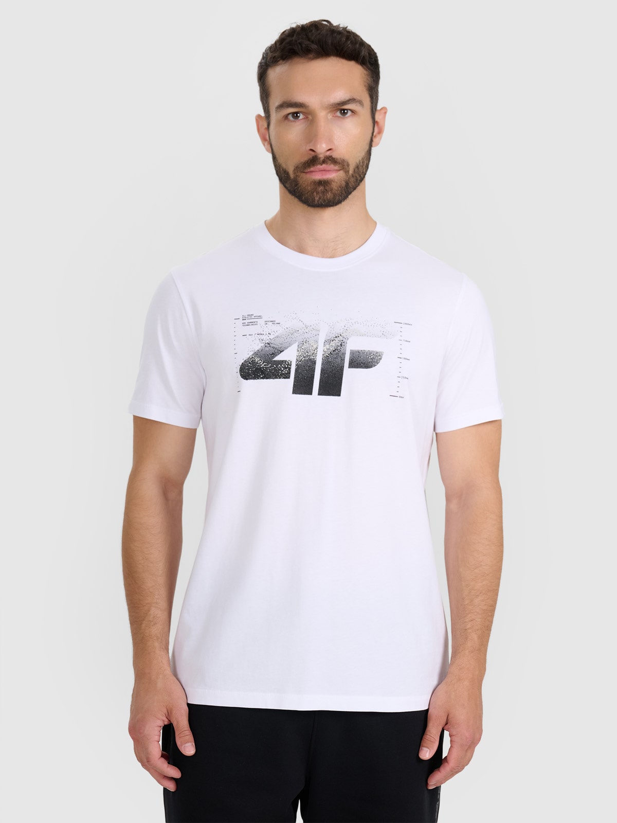 4F Tricou regular cu imprimeu pentru bărbați - alb