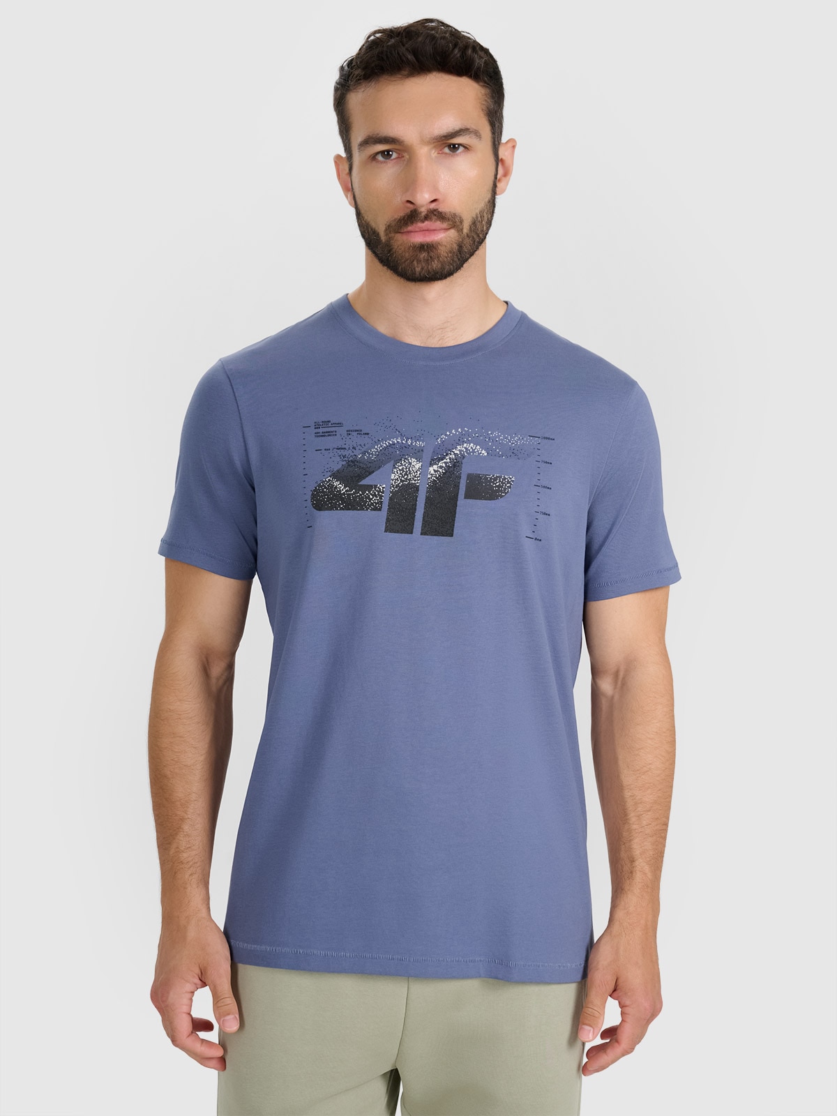 4F Tricou regular cu imprimeu pentru bărbați - bleumarin
