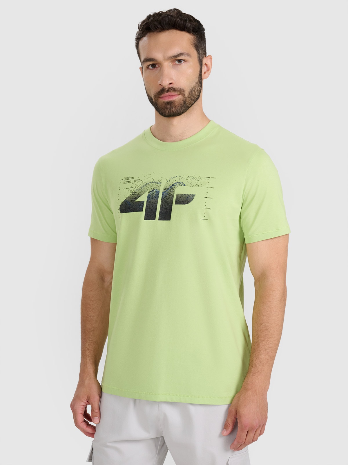 4F Tricou regular cu imprimeu pentru bărbați - verde
