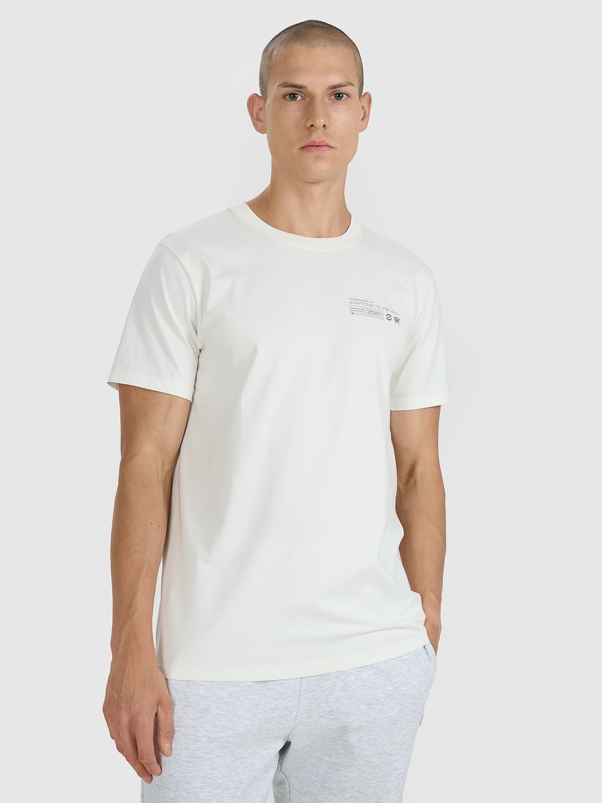 4F Tricou regular cu imprimeu pentru bărbați - alb