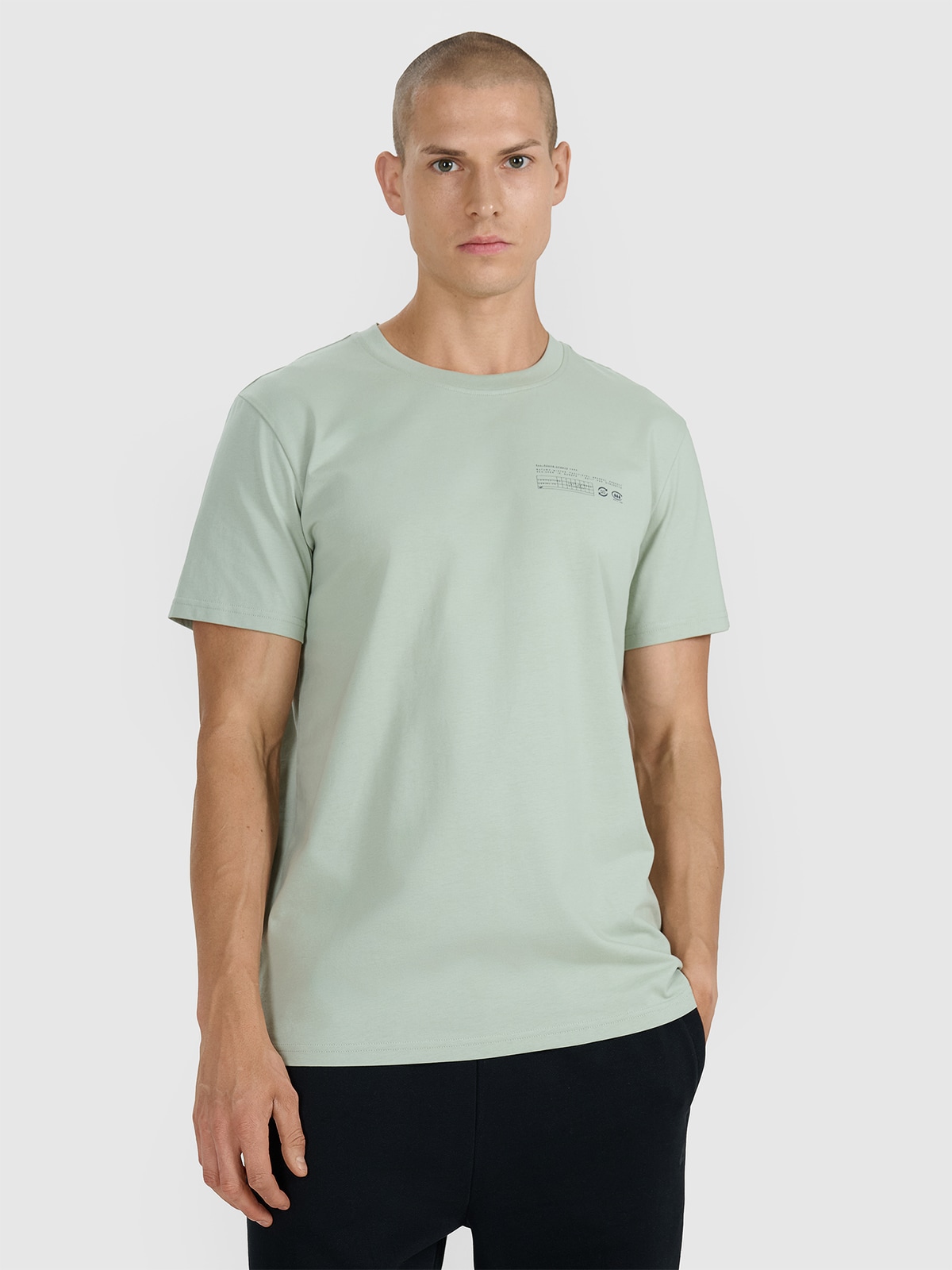 4F Tricou regular cu imprimeu pentru bărbați - turcoaz
