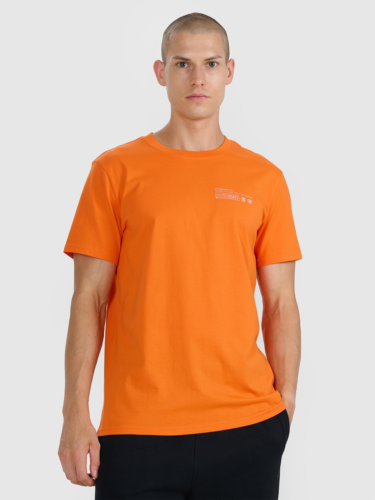 4F Tricou regular cu imprimeu pentru bărbați - portocaliu