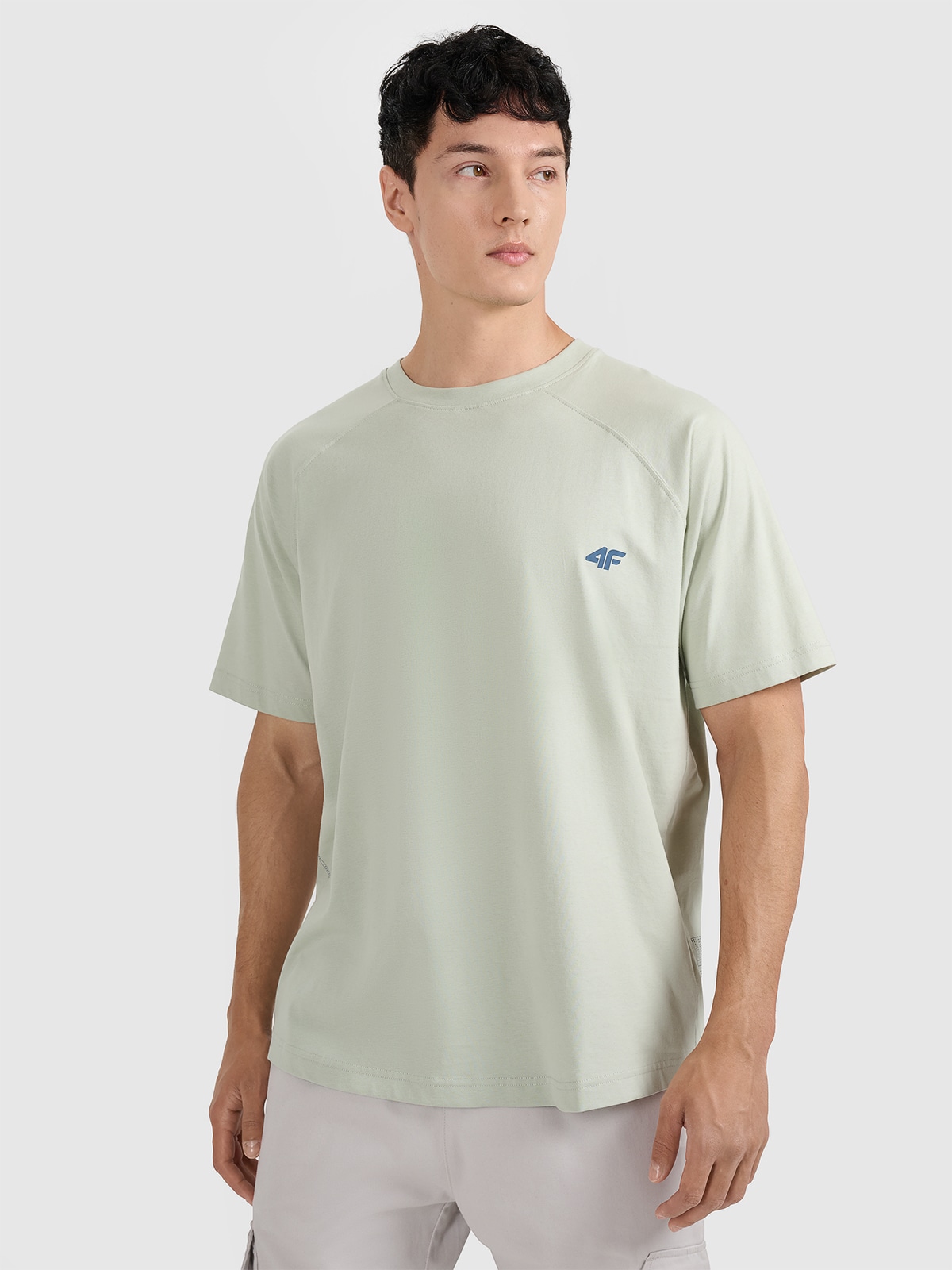 4F T-shirt oversize gładki męski - turkusowy