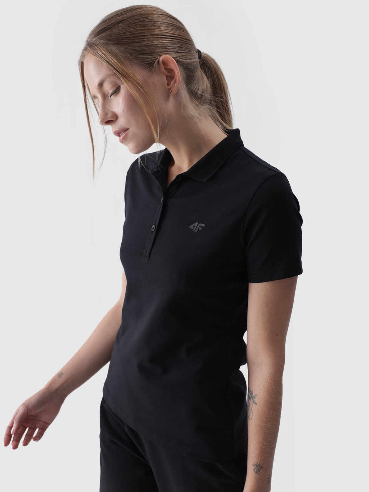 Tricou polo slim pentru femei - negru