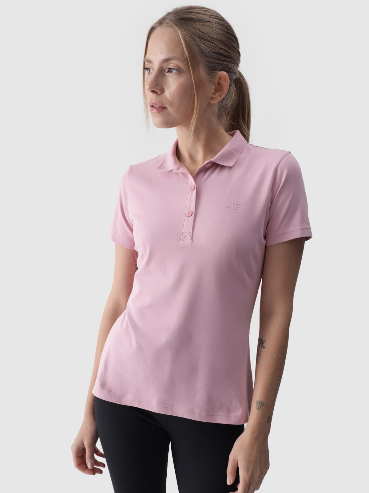 Tricou polo slim pentru femei - roz