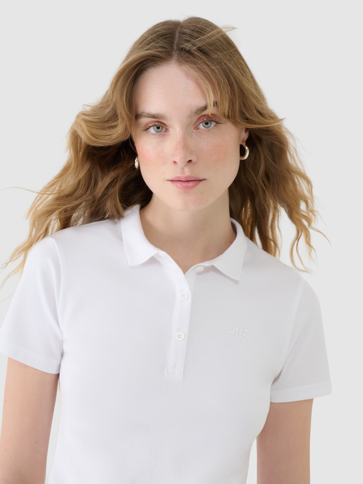 Tricou polo slim pentru femei - alb