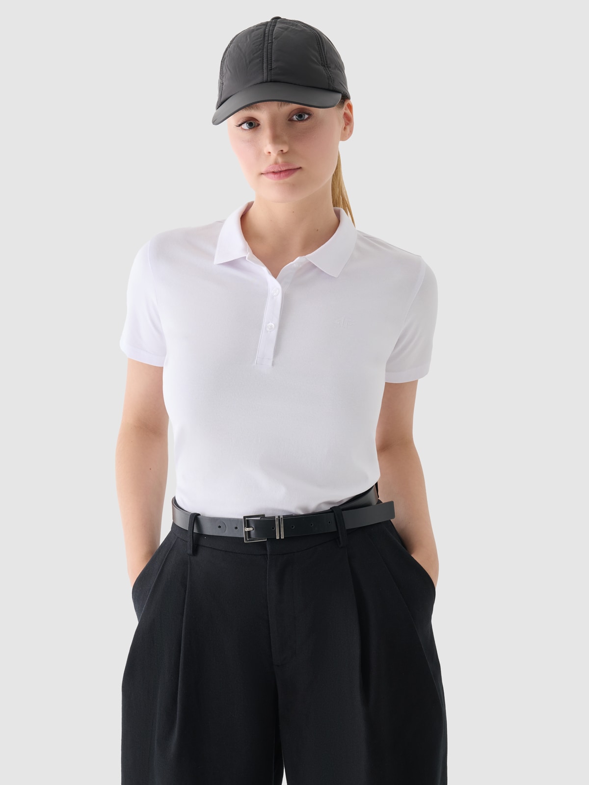 Tricou polo slim pentru femei - alb