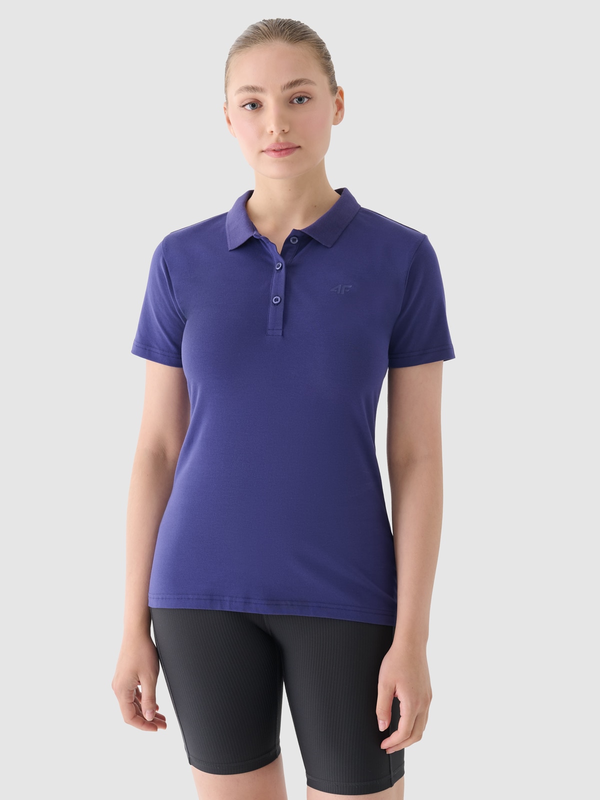 Tricou polo slim pentru femei - bleumarin