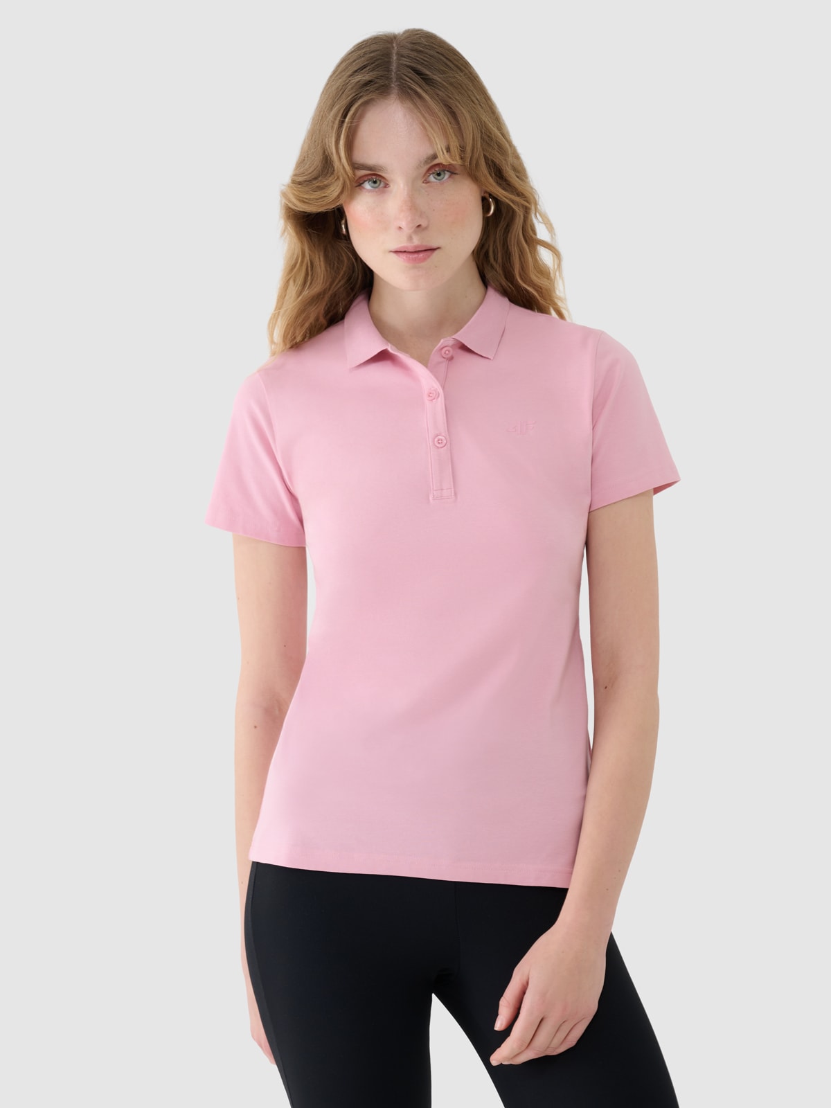 Tricou polo slim pentru femei - roz