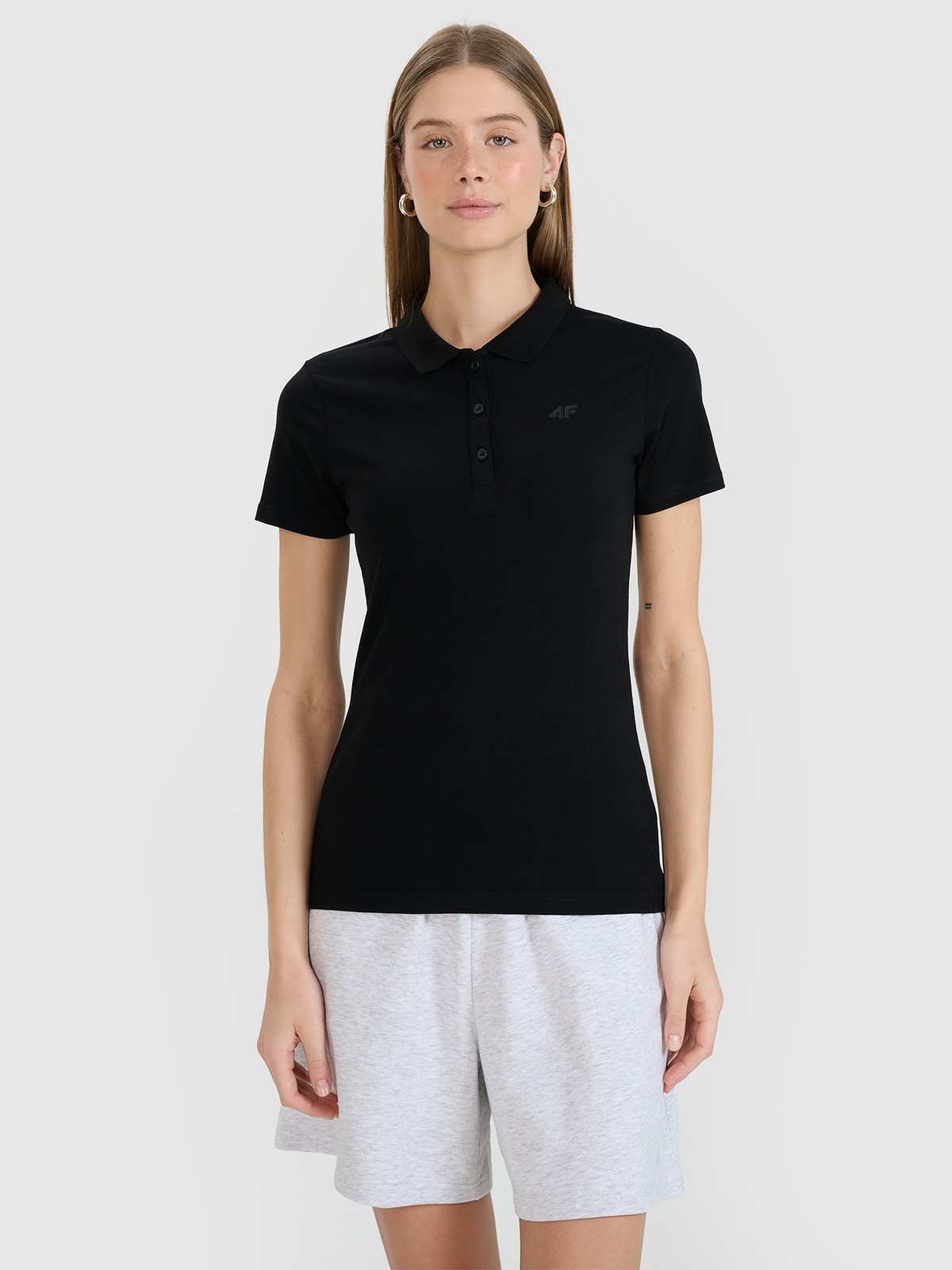 Tricou polo slim pentru femei - negru
