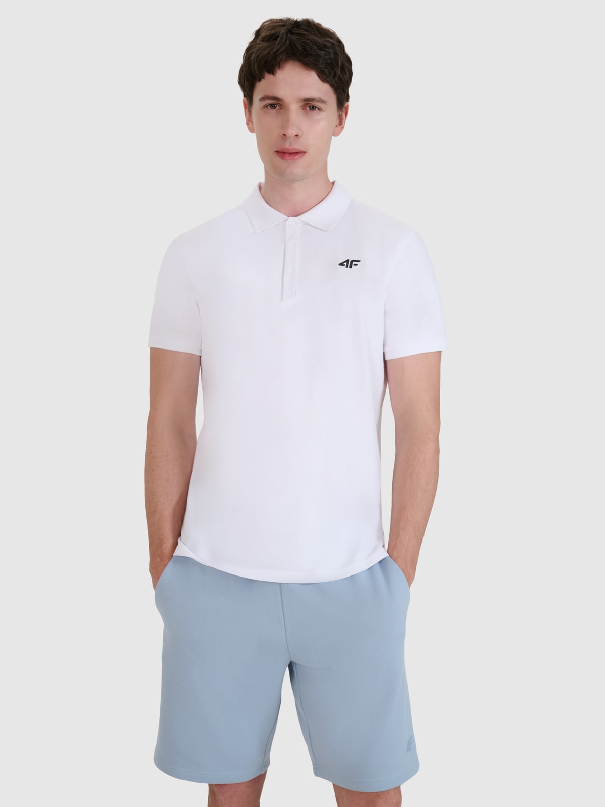 Tricou polo regular pentru bărbați - alb