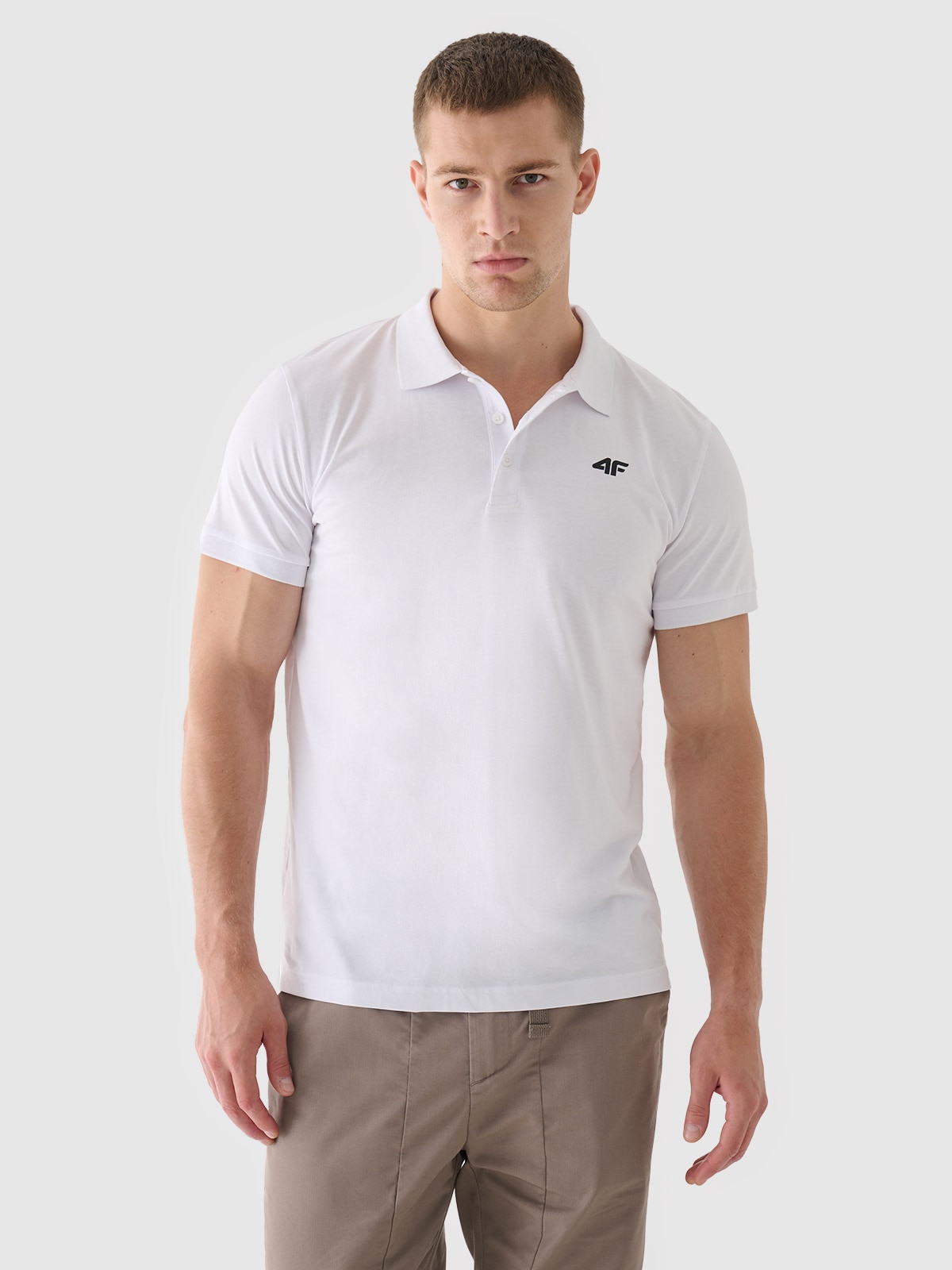 Tricou polo regular pentru bărbați - alb