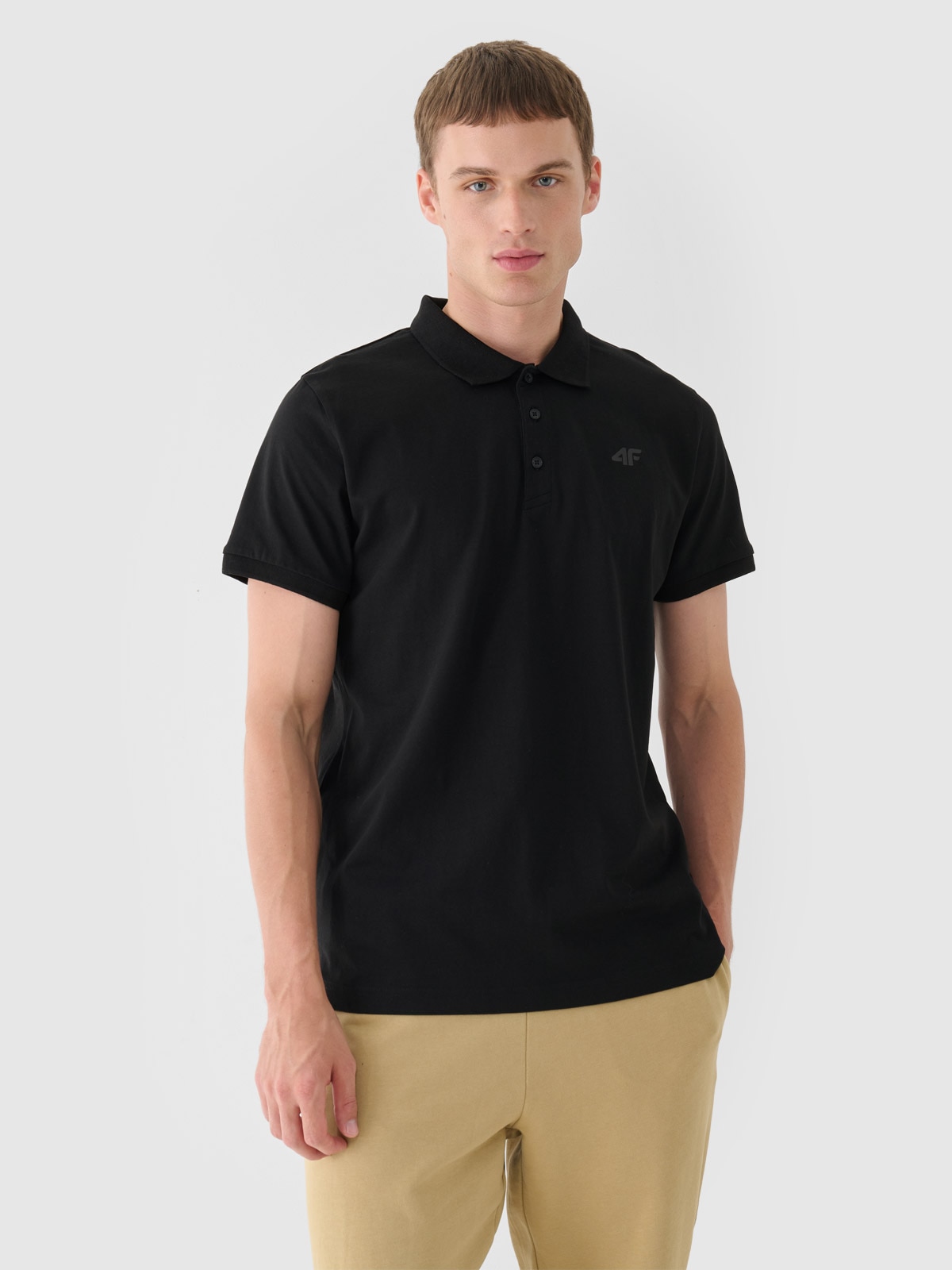 Tricou polo regular pentru bărbați - negru