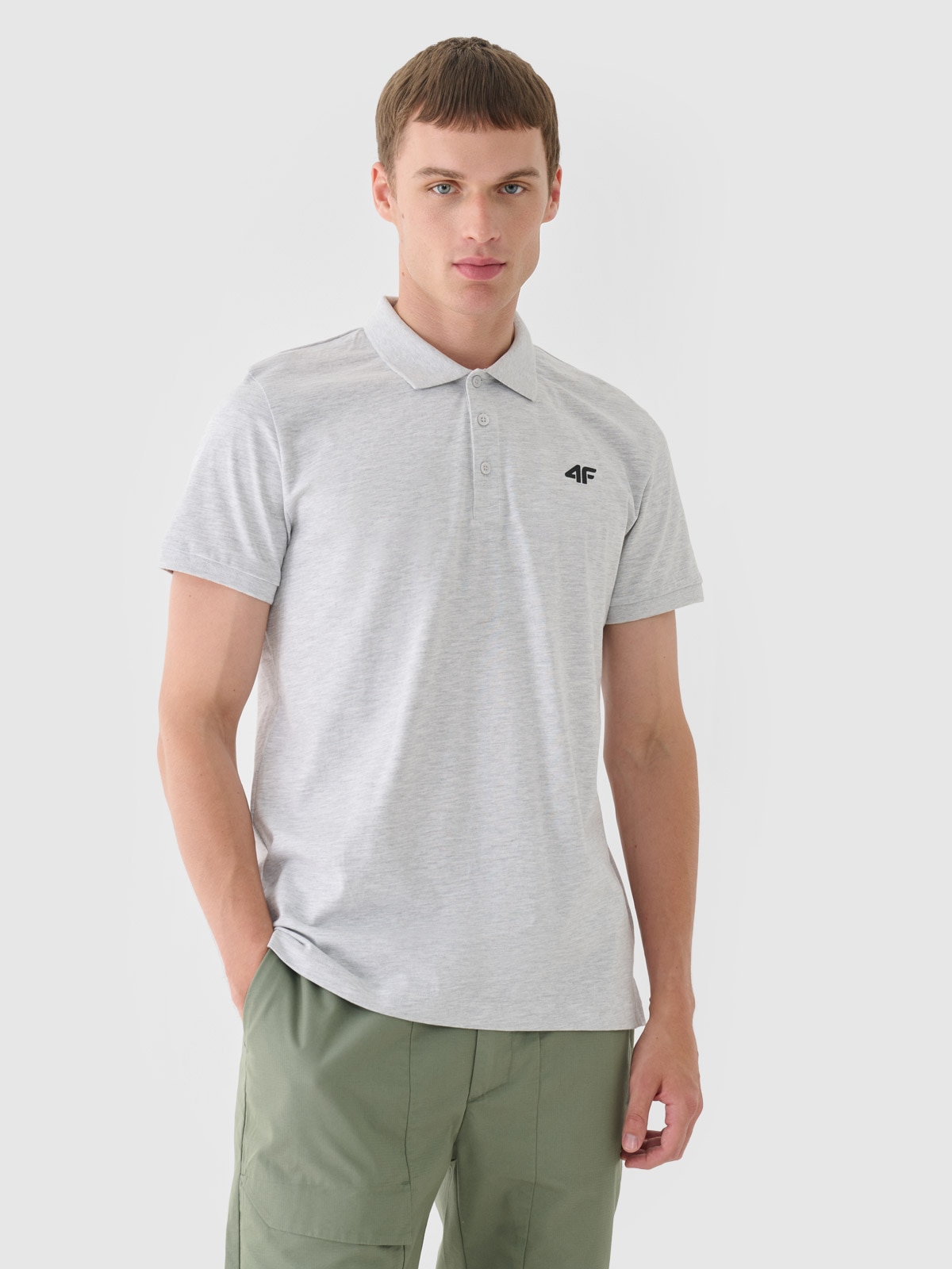 Tricou polo regular pentru bărbați - gri