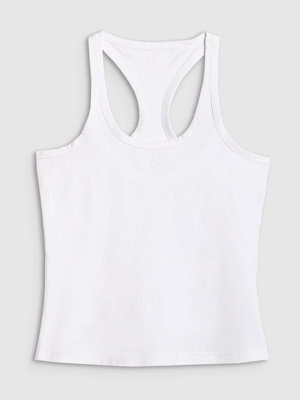 4F Top slim unicolor pentru femei - alb