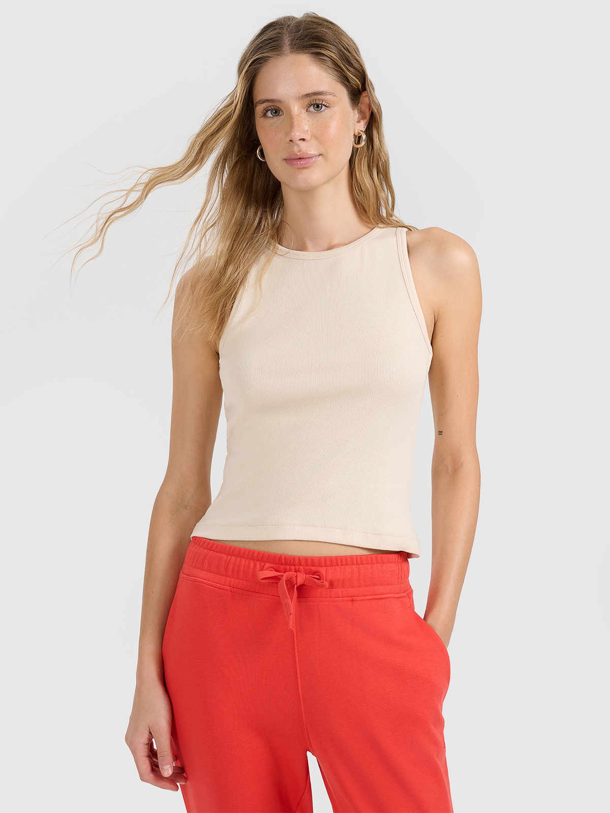 4F Top slim unicolor pentru femei - bej