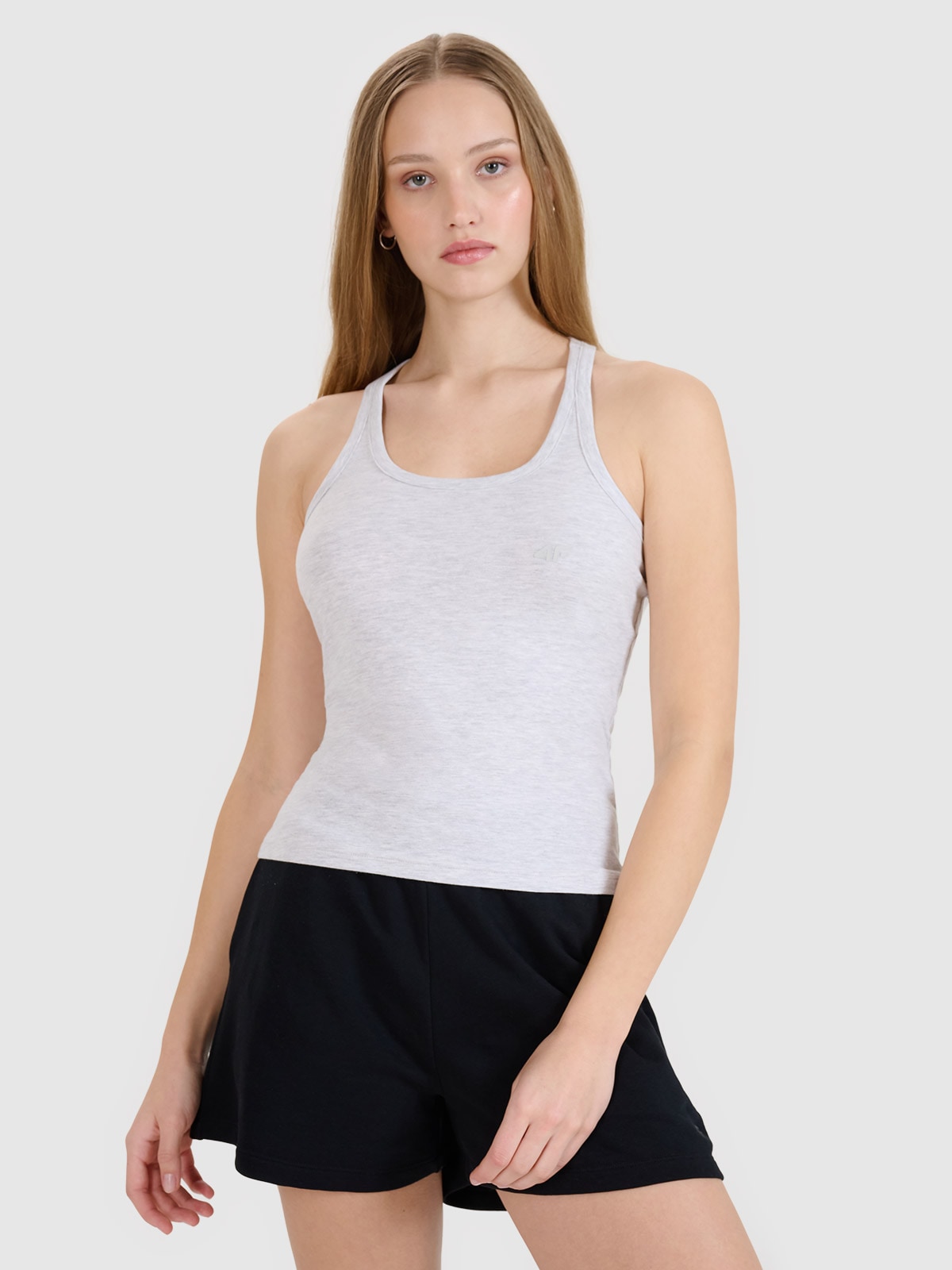 Top slim unicolor pentru femei - gri