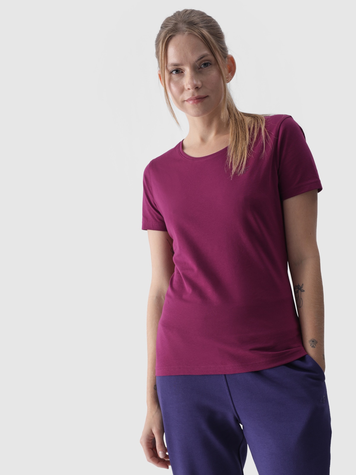 Tricou slim unicolor pentru femei - mov