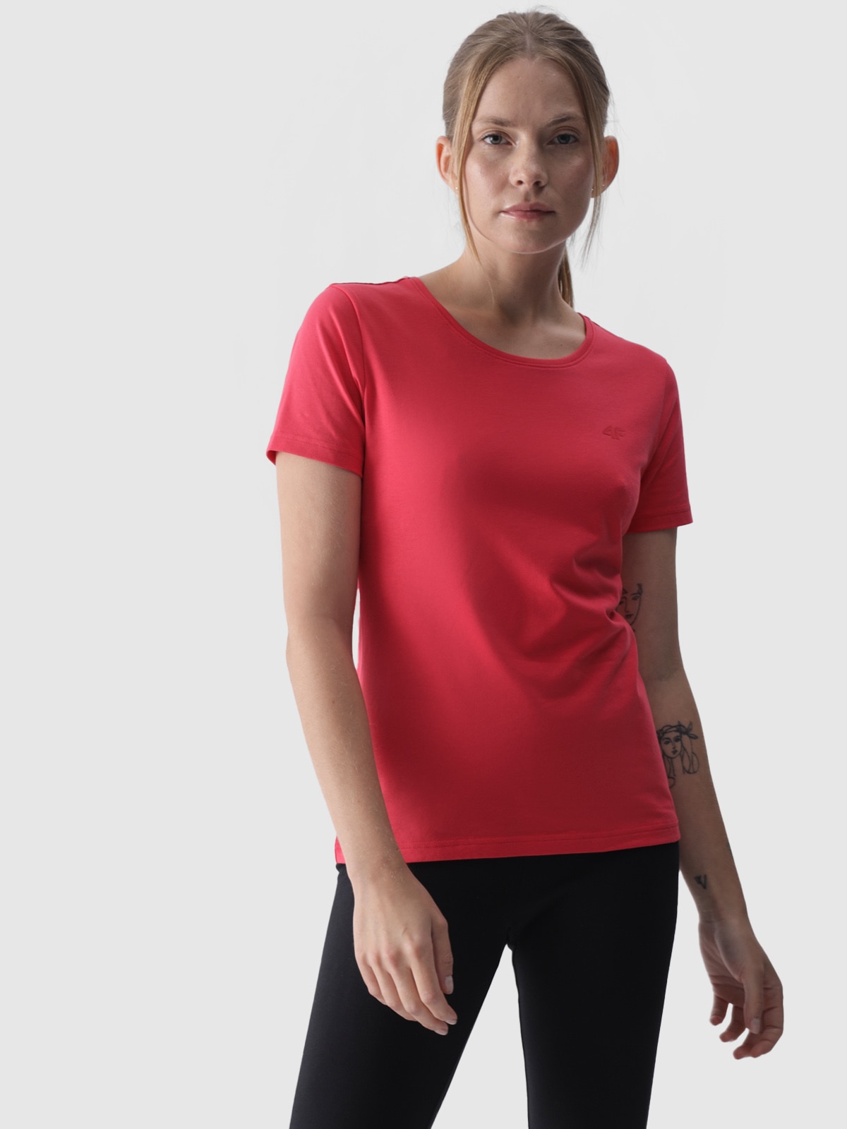 Tricou slim unicolor pentru femei - roșu