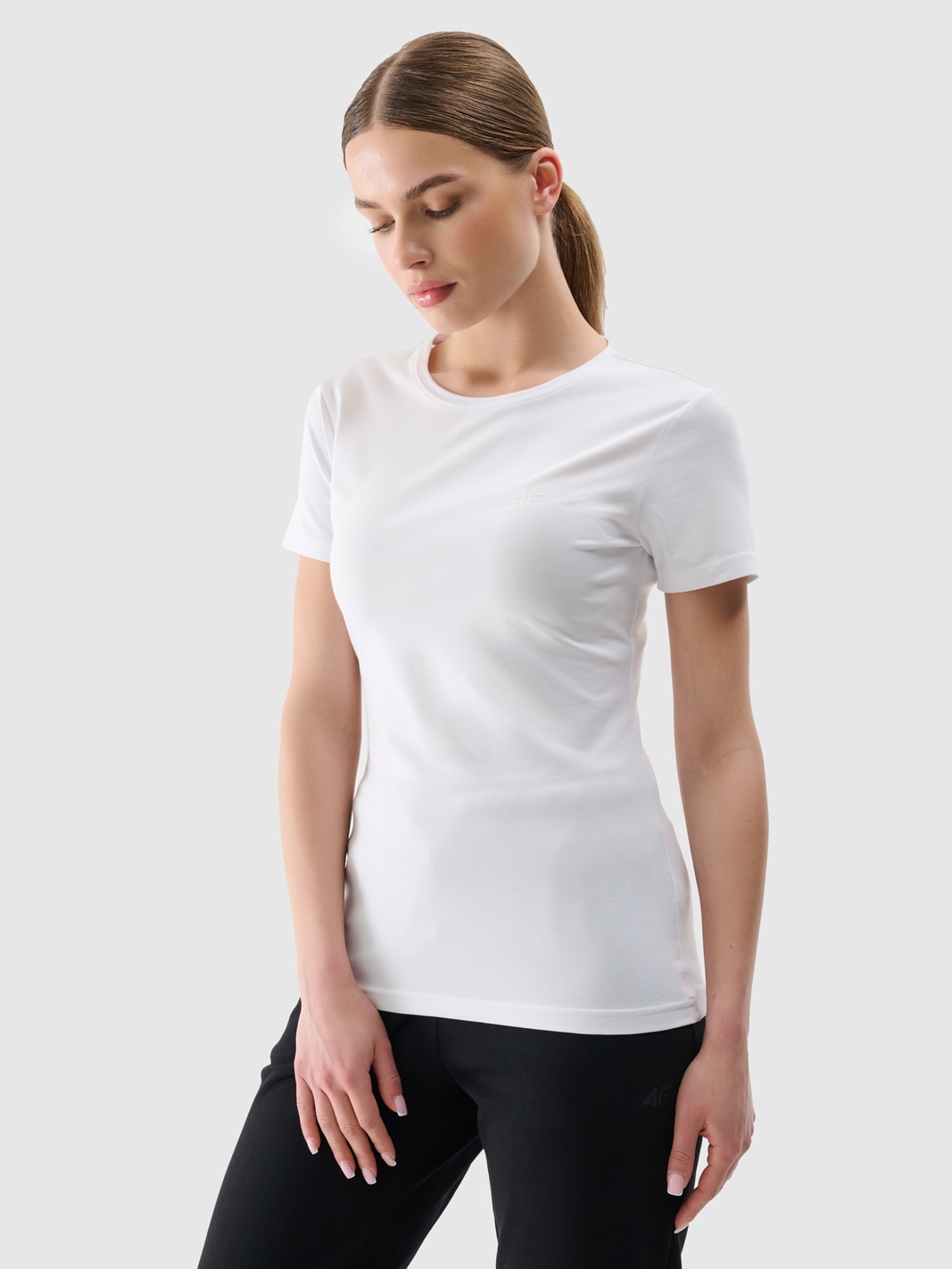 Tricou slim unicolor pentru femei - alb