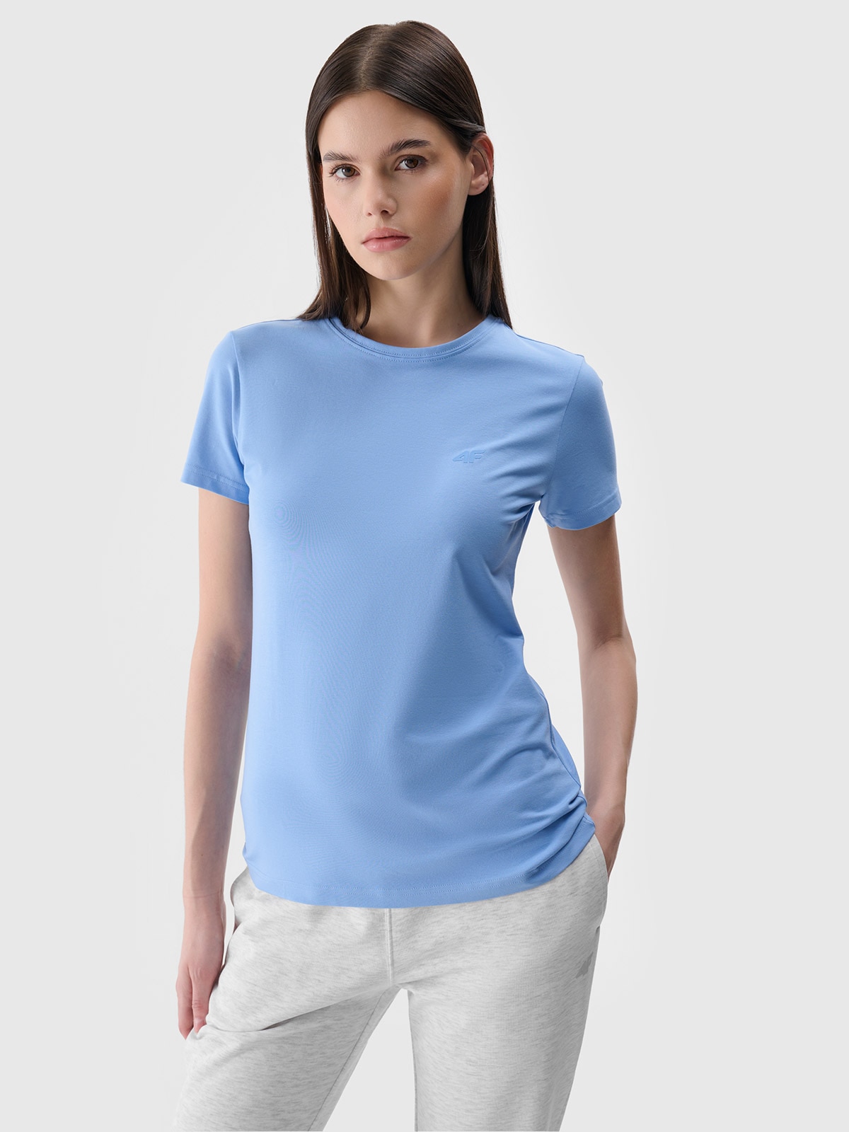 Tricou slim unicolor pentru femei - bleumarin