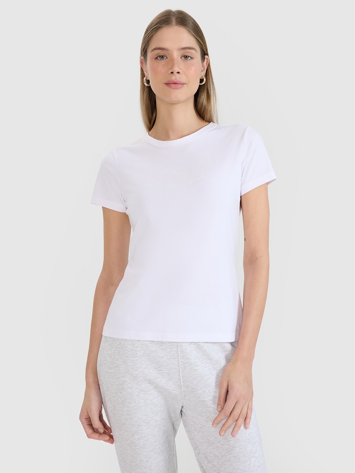 Tricou slim cu imprimeu pentru femei - alb