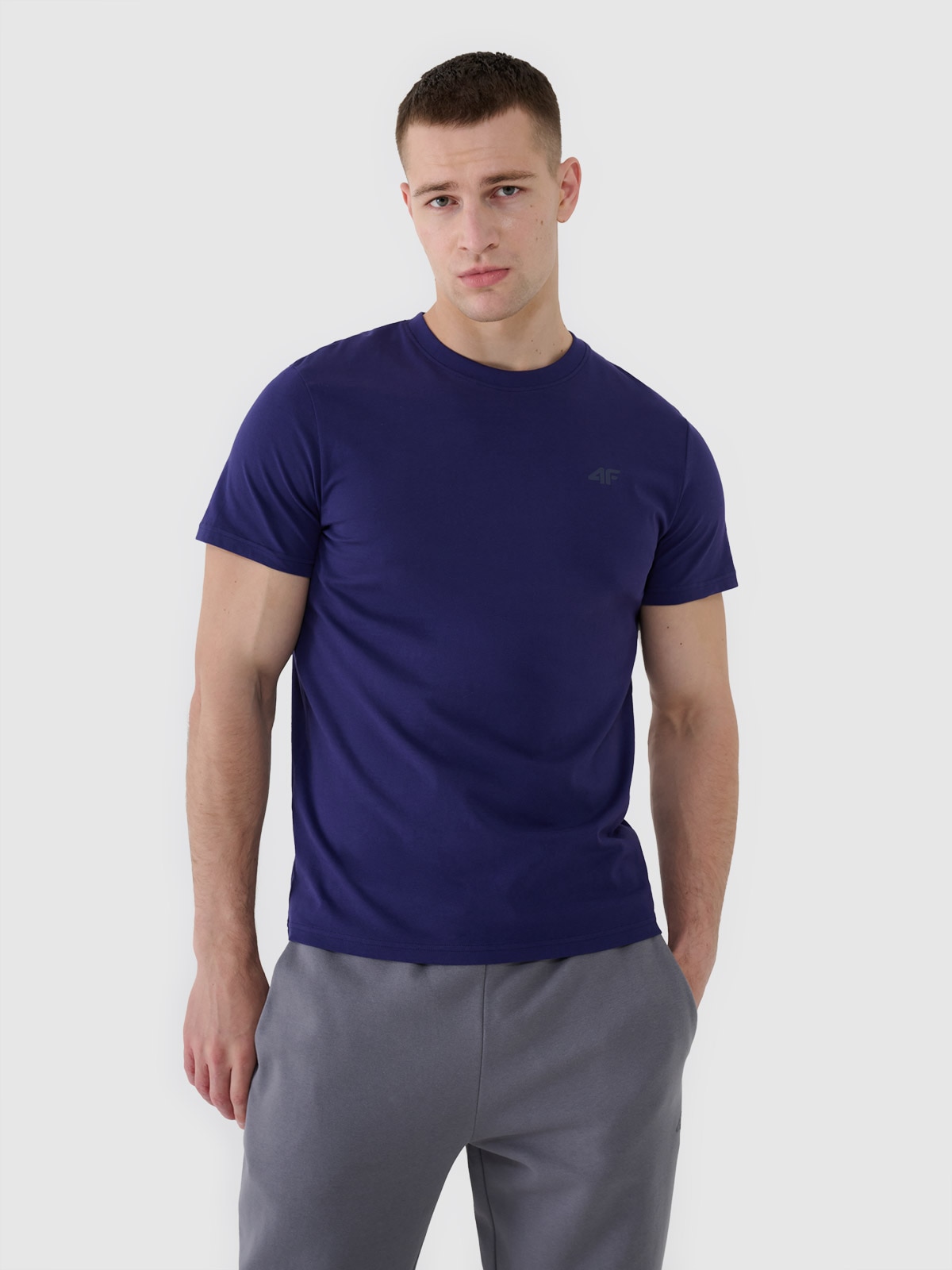 Tricou regular unicolor pentru bărbați - bleumarin