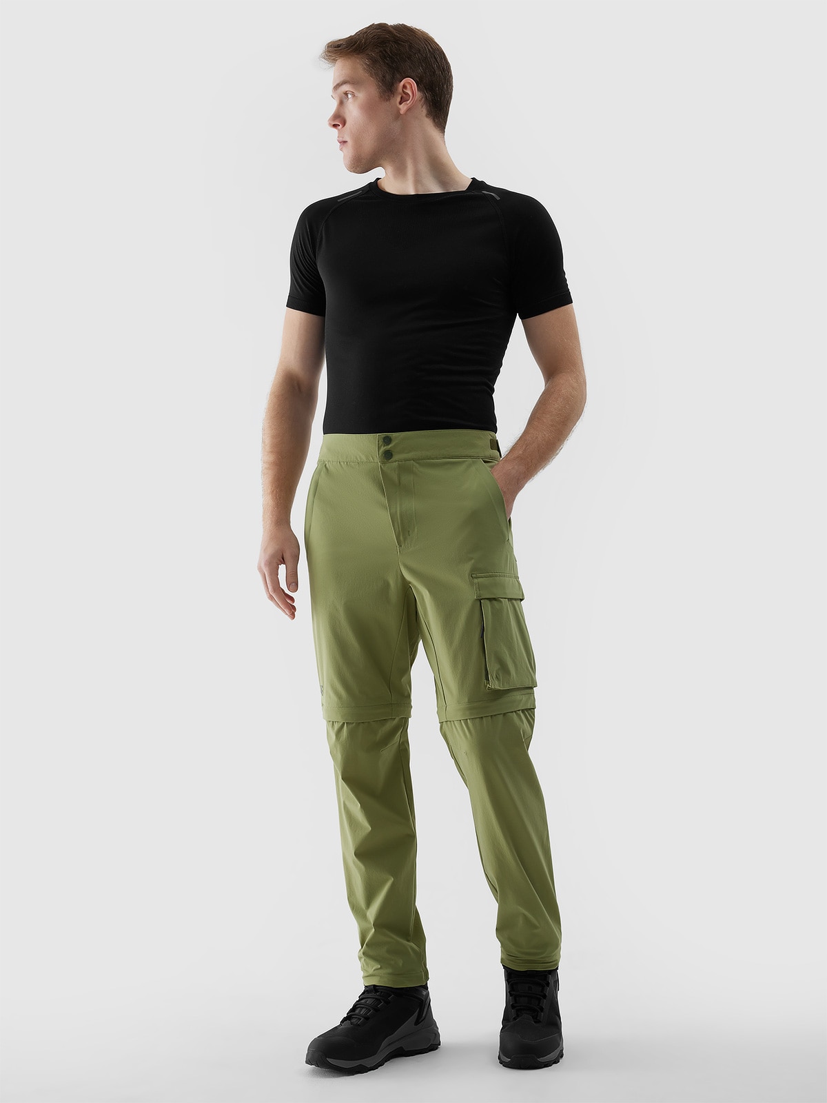 Pantaloni de trekking 2în1 Ultralight pentru bărbați - verde măsliniu