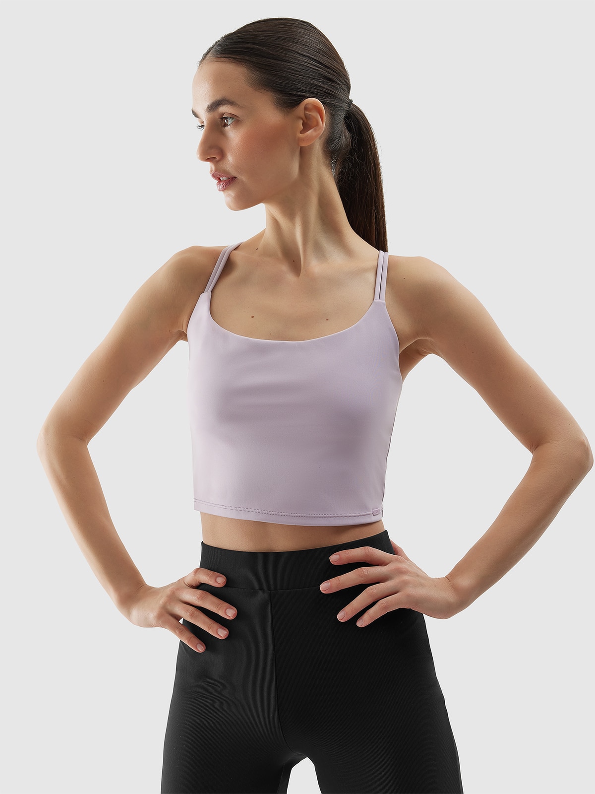 Crop top de yoga din materiale reciclate pentru femei - mov