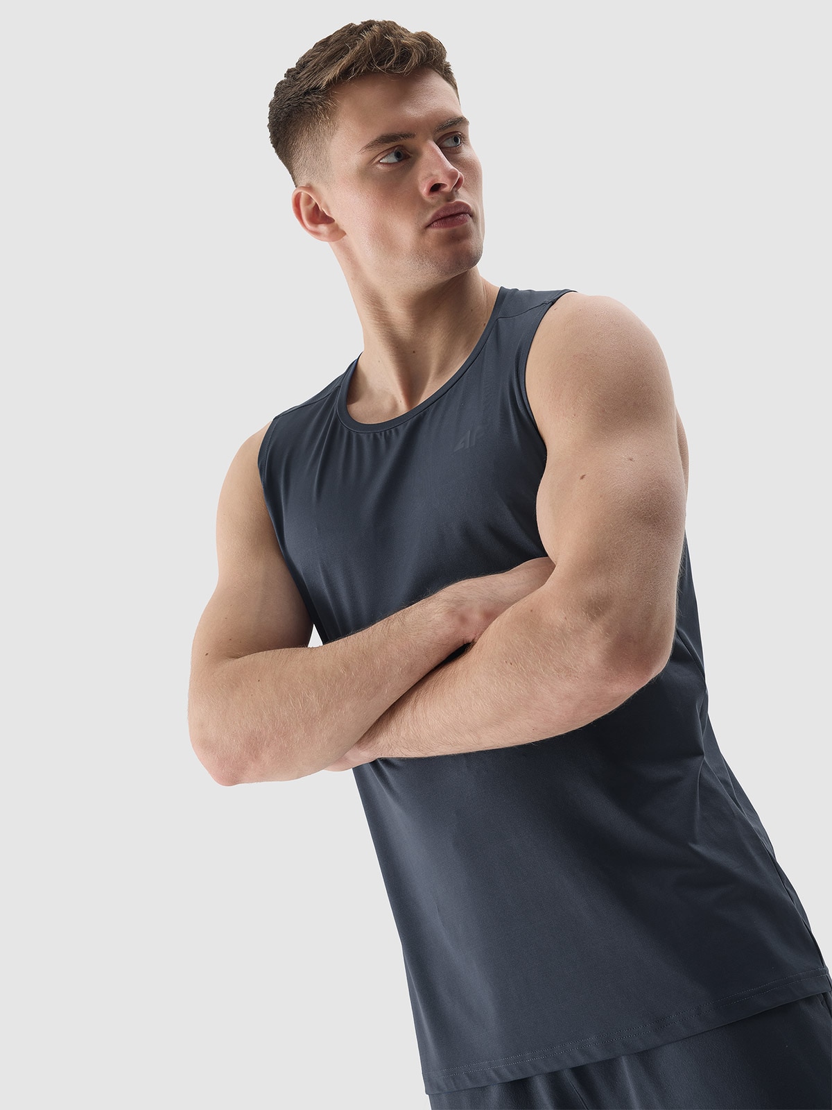 Tank top de antrenament regular din materiale reciclate pentru bărbați - denim