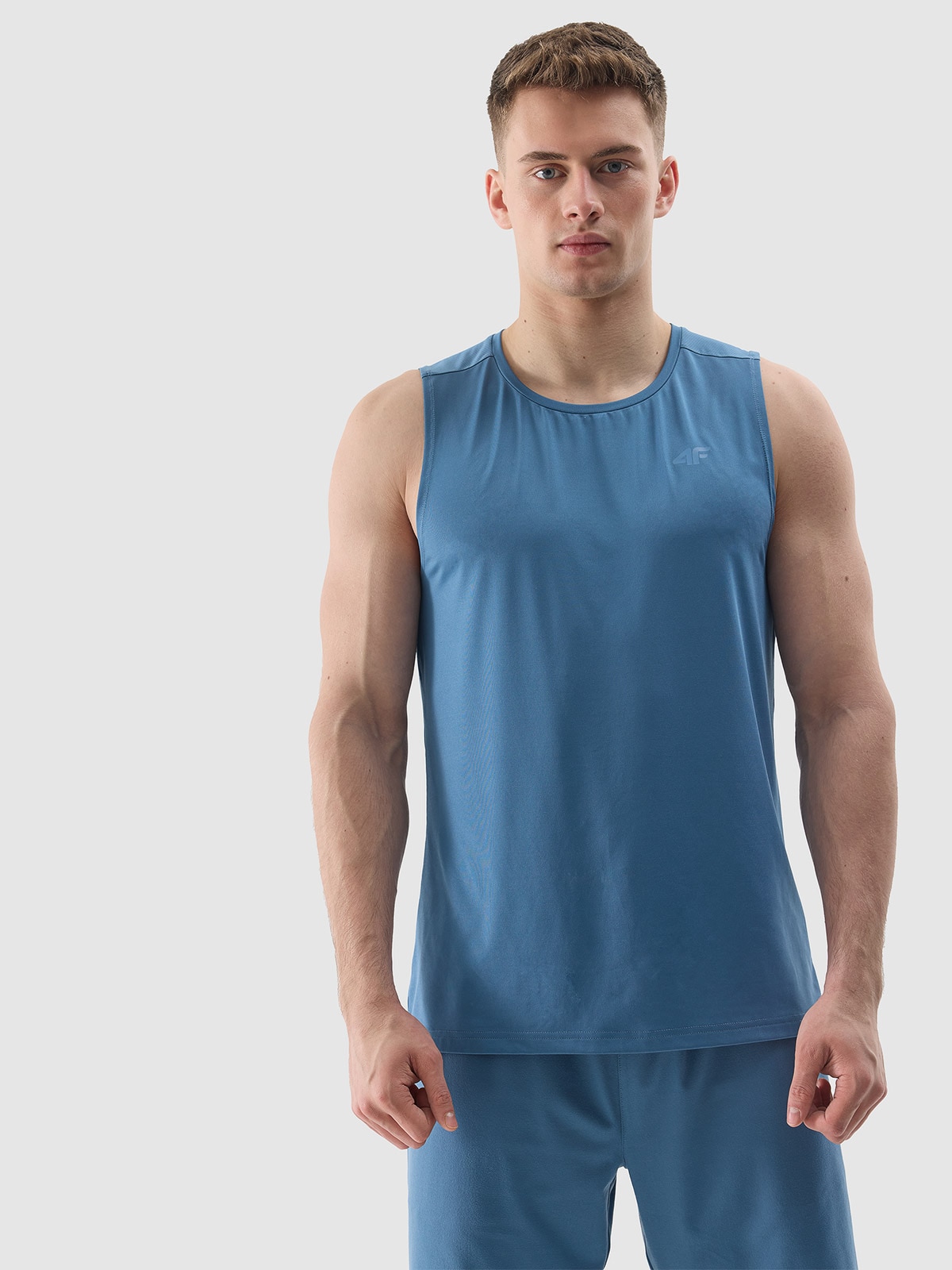 Pánský sportovní tank top regular z recyklovaných materiálů - modrý