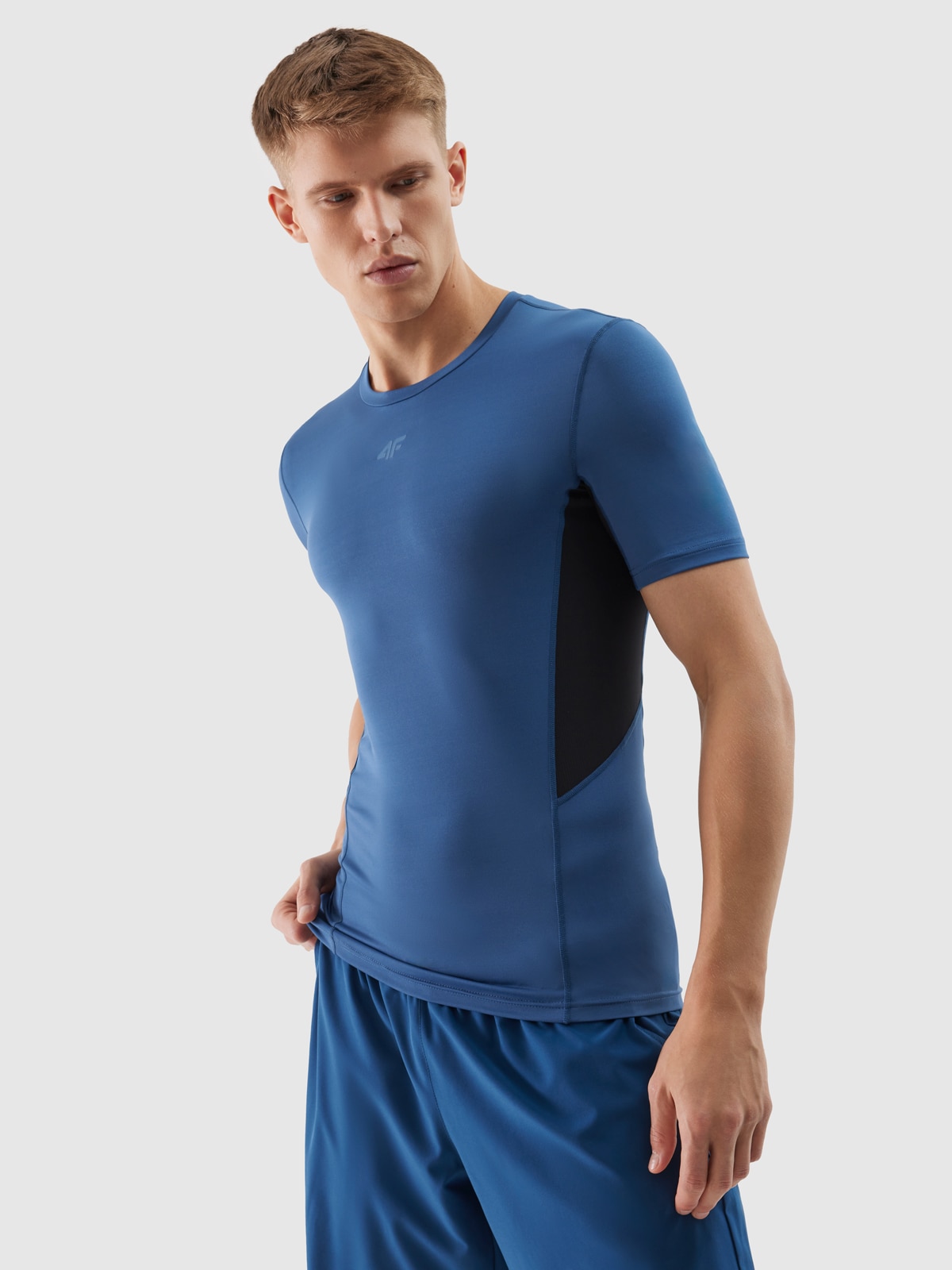 Tricou slim de antrenament din material reciclat pentru bărbați - bleumarin