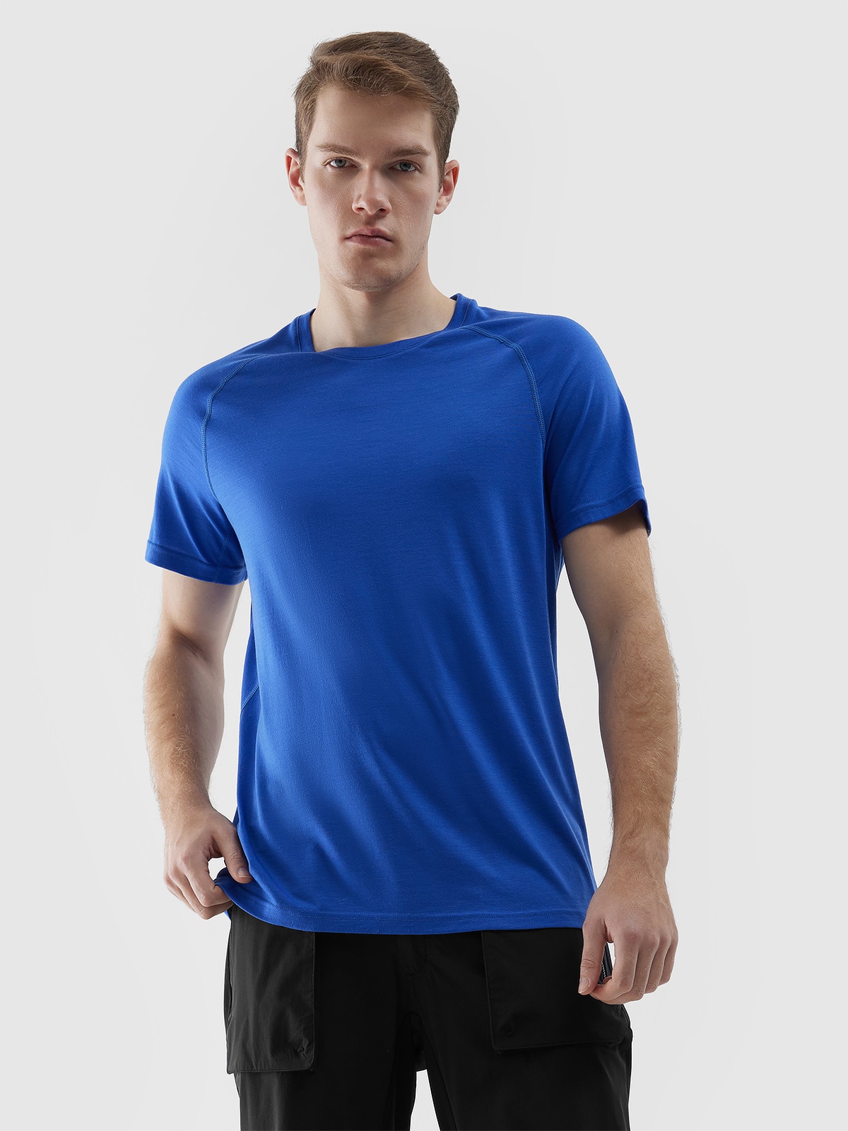 Tricou de trekking cu lâna Merino pentru bărbați - cobalt