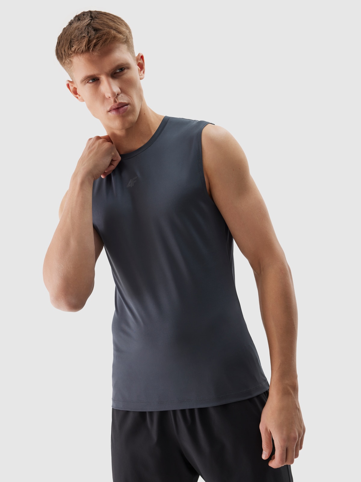 Tank top de antrenament regular din materiale reciclate pentru bărbați - culoarea grafit