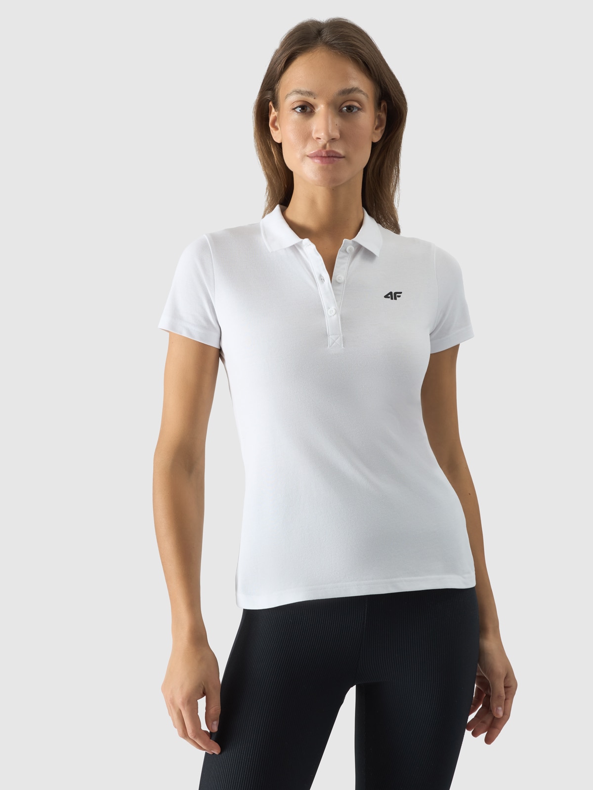 Tricou polo slim pentru femei - alb