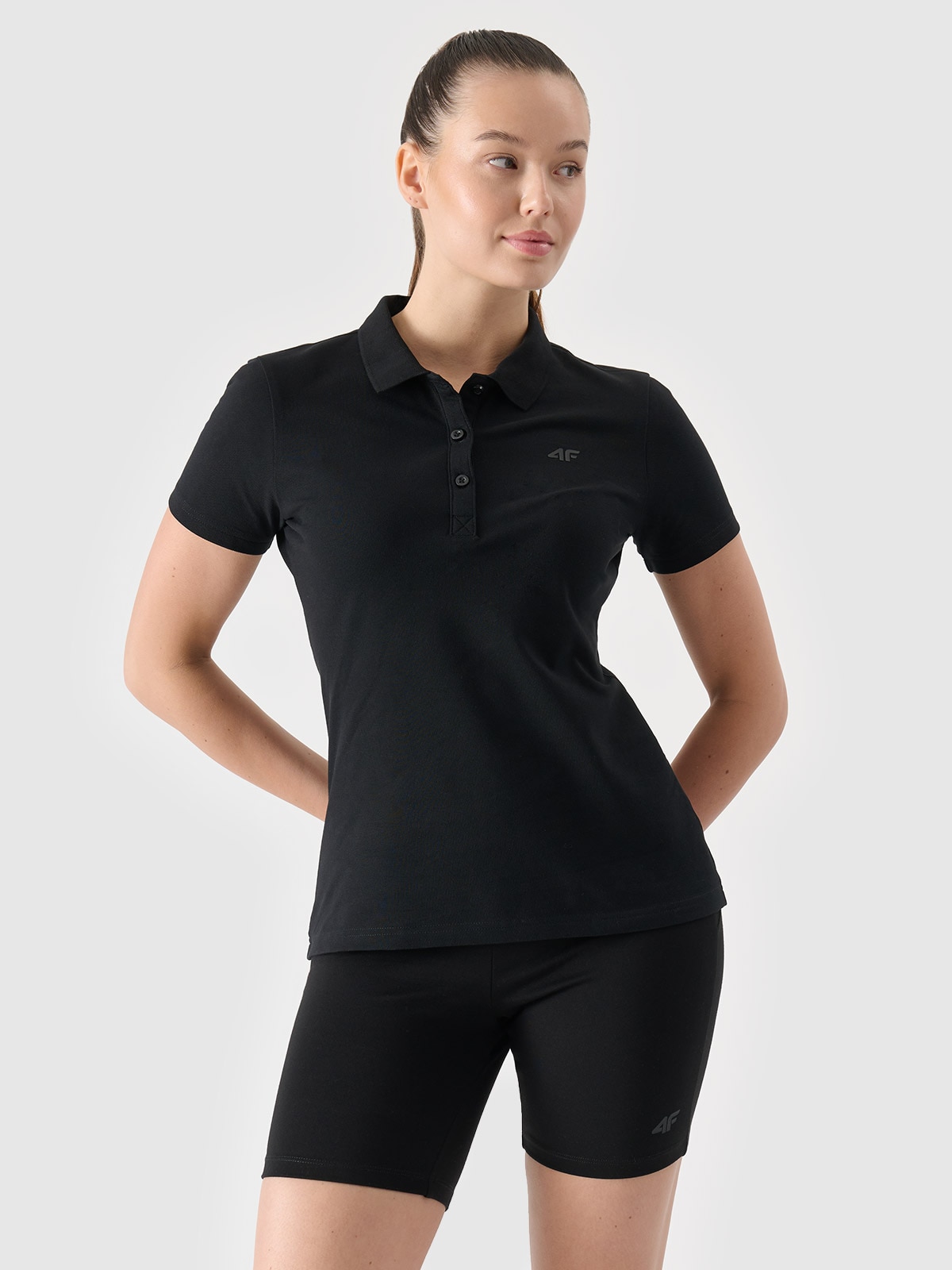 Tricou polo slim pentru femei - negru