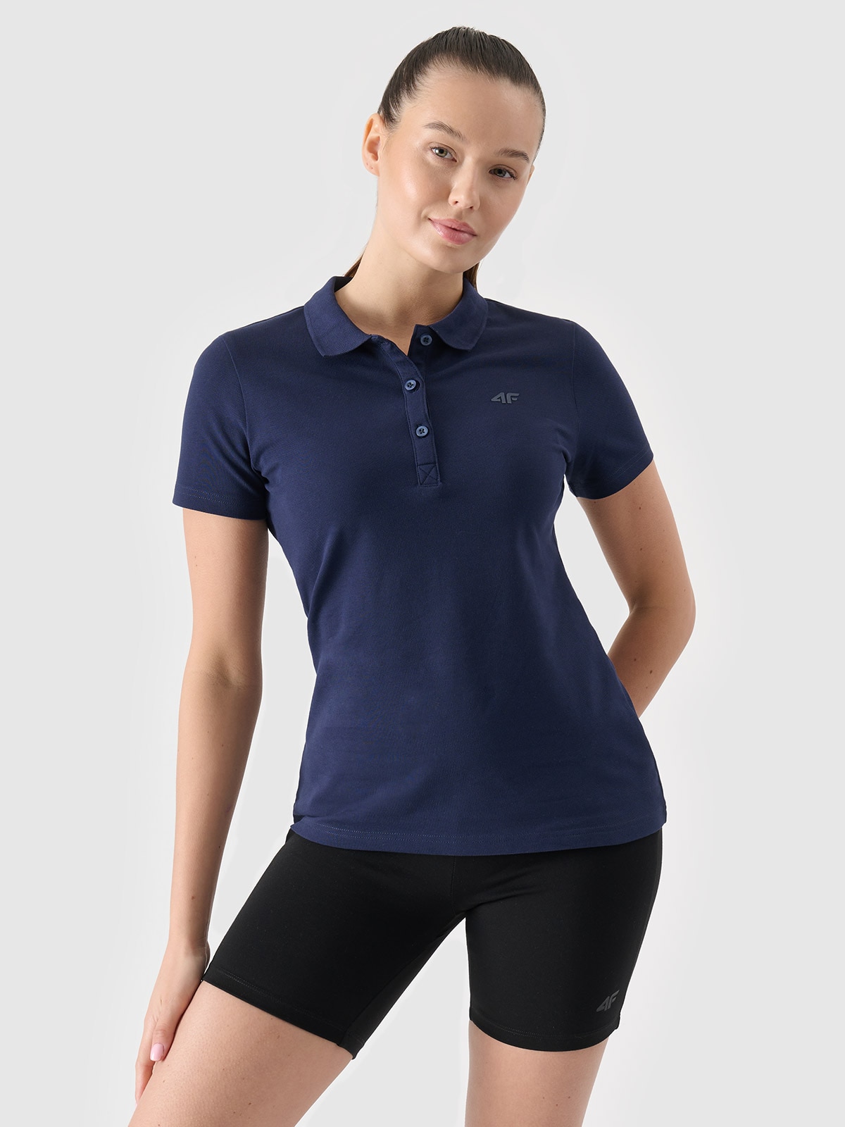 Tricou polo slim pentru femei - bleumarin