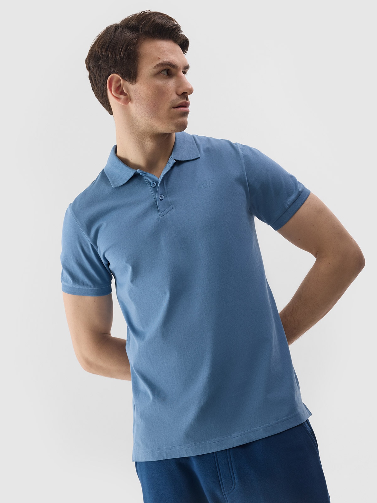 Tricou polo regular unicolor pentru bărbați - bleumarin