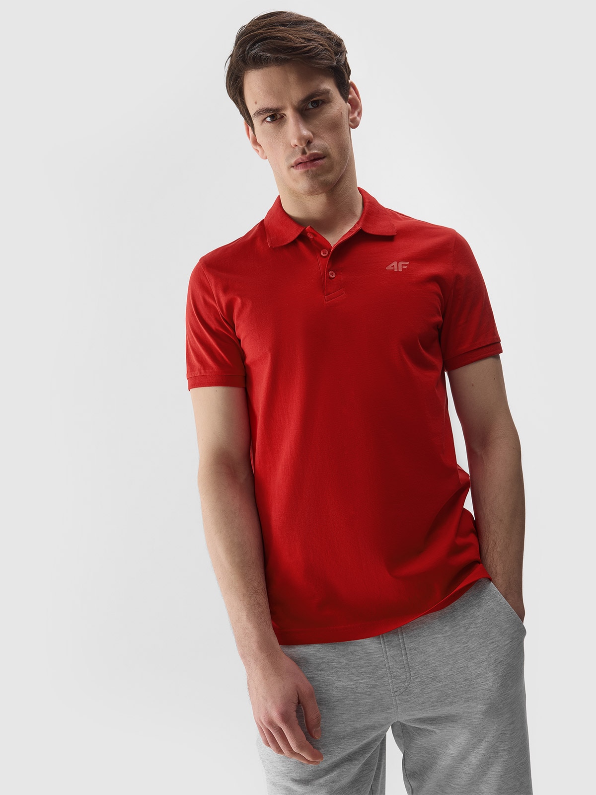 Tricou polo regular unicolor pentru bărbați - roșu